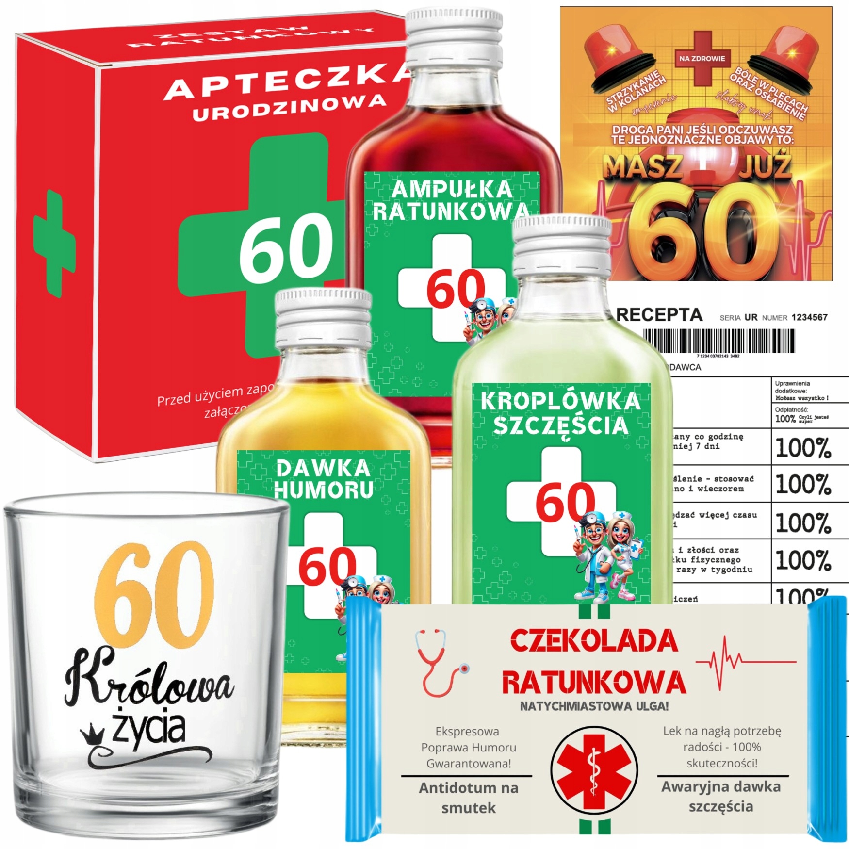 Urodzinowy na 60 dla Kobiety Zestaw Upominek Apteczka Dla Niej