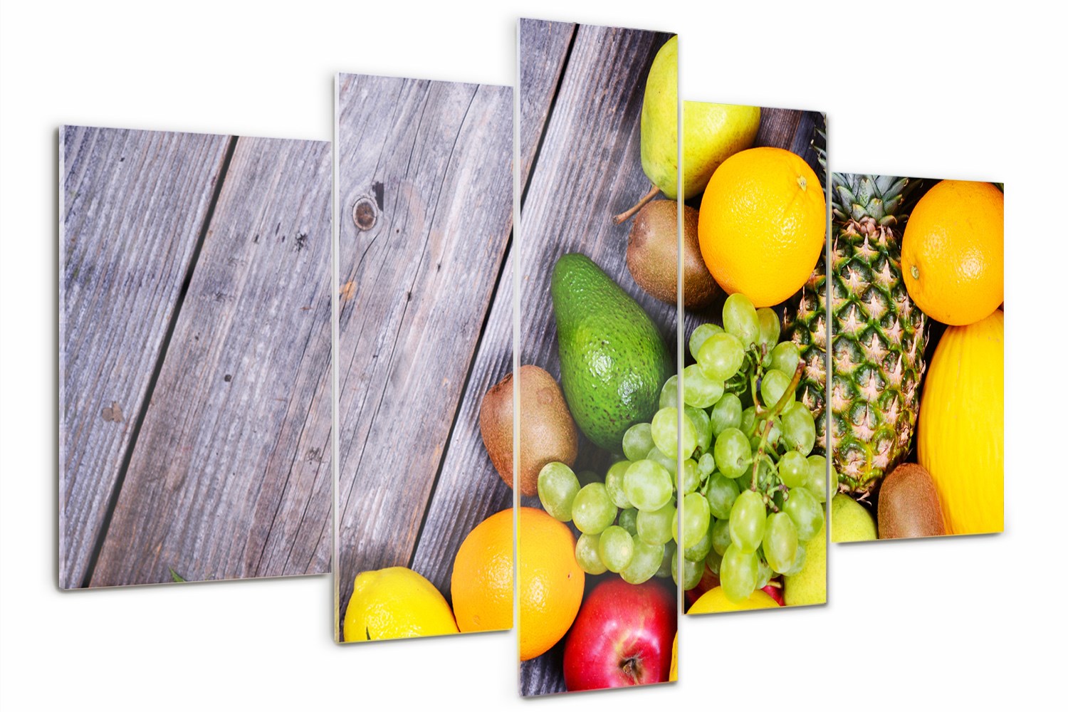 

Obraz szklany tryptyk na ścianę Owoce na drewnie