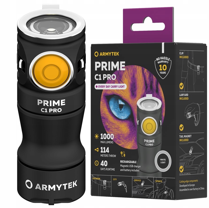 Armytek Latarka Prime C1 Pro Białe Akumulator 18350 White 1000lm 114m
