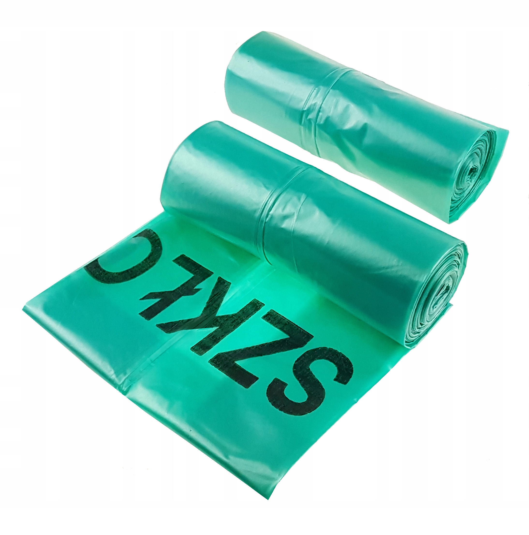 Worki do segregacji śmieci 120L zielone Szkło 100 szt. (10 rolek) 35 mikr