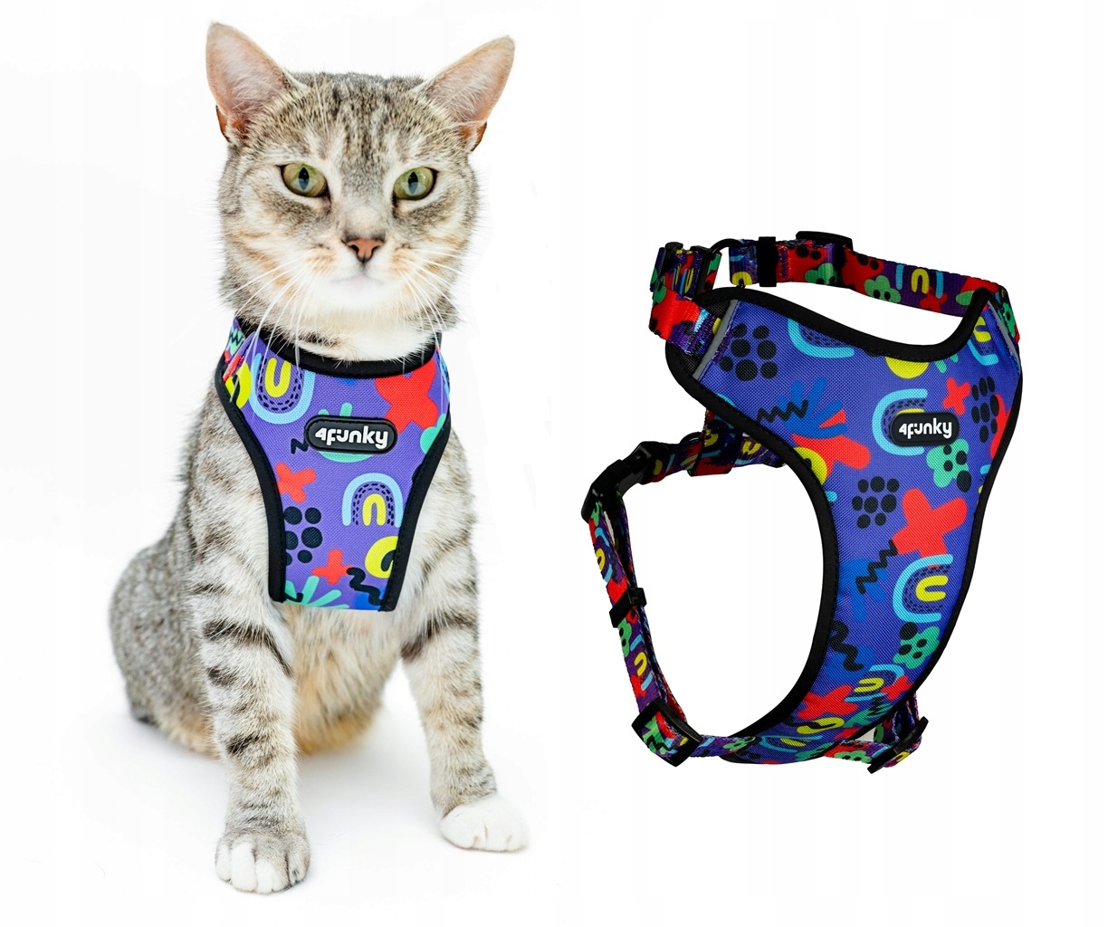 Levně Postroj typu guard comfort Neon Bloom| 4Funky Regulovatelný pro malé kočky S