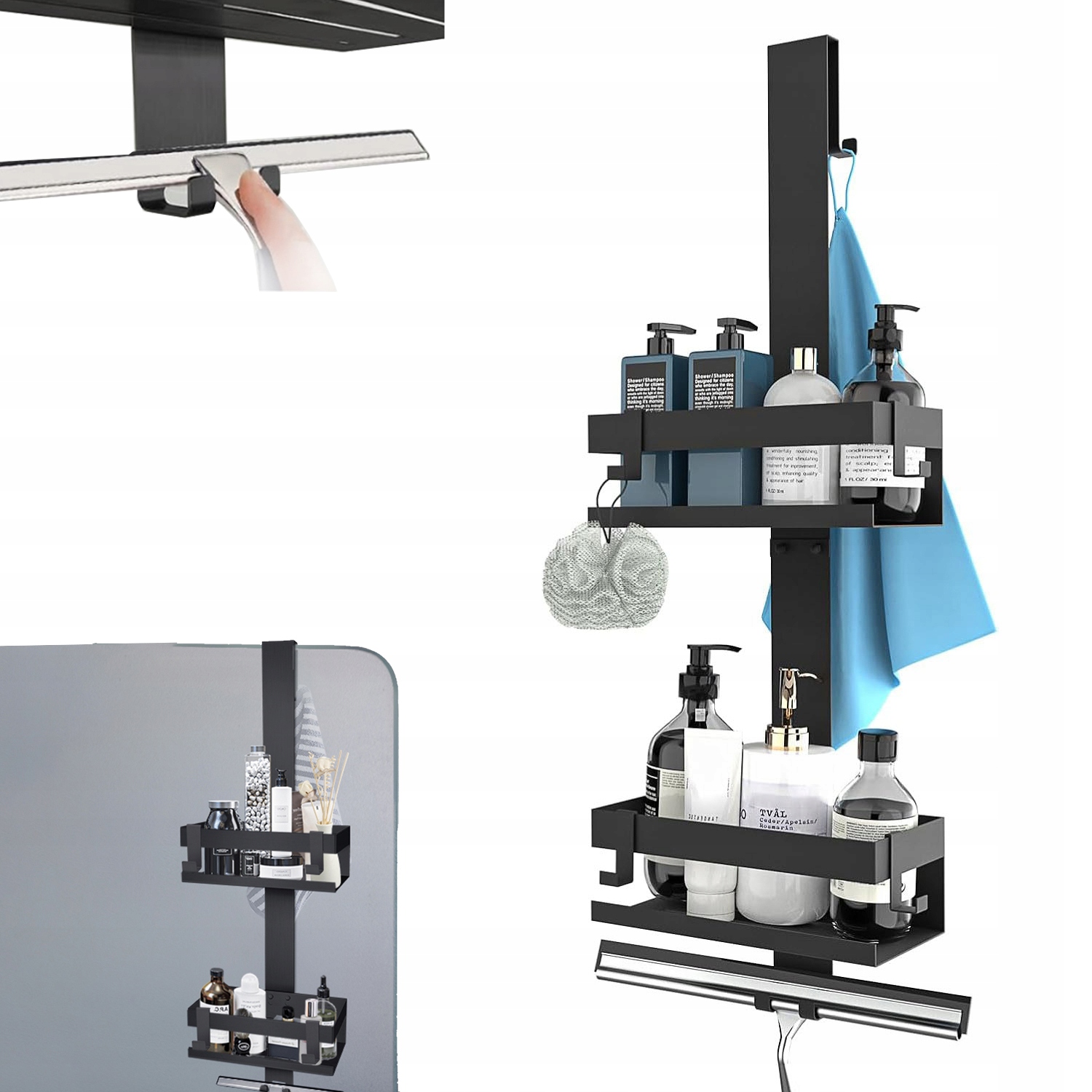 Závěsná Koupelnová Polička Pod Sprchu Nástěnný Věšák Loft Vysoké Kvality