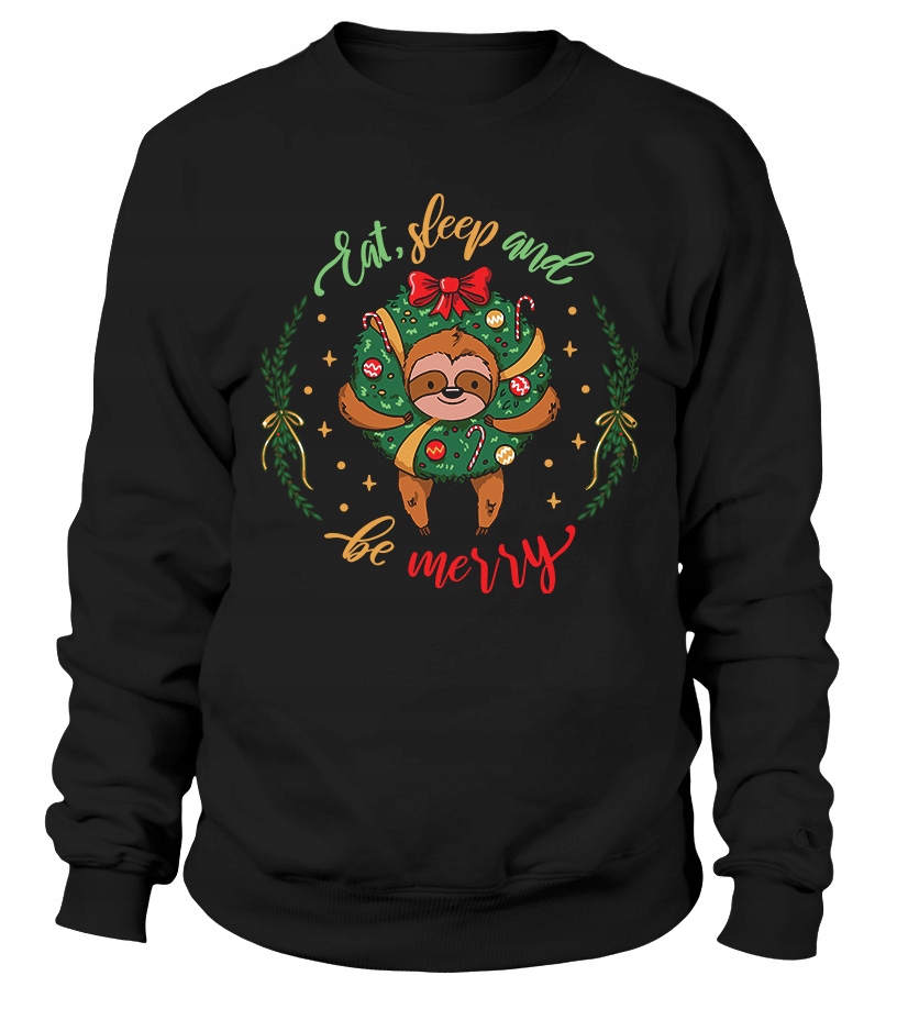 Pánská Mikina Eat Sleep Merry M Černá Dárek na Vánoce pro muže a muže