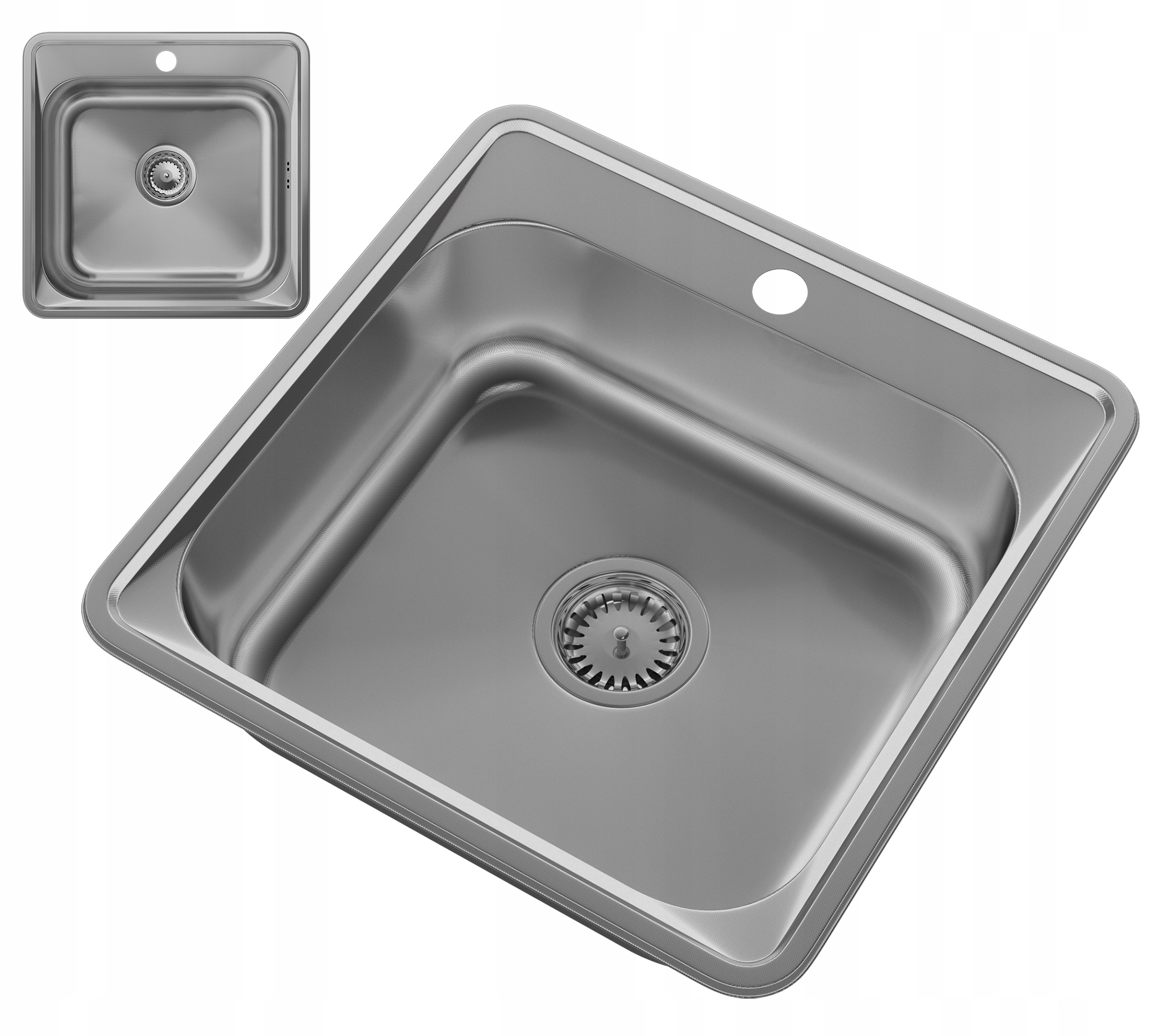 Dřez Ocel 1KOM Malý Jednokomorový Kuchyňský Čtvercový Decor TURI48