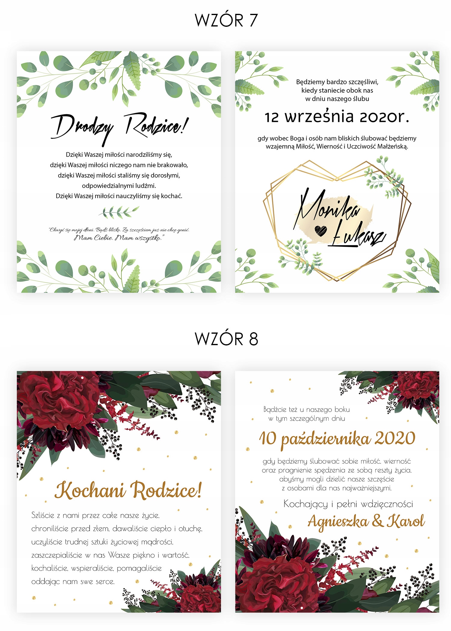 ZAPROSZENIE NA ŚLUB ZAPROSZENIE DLA RODZICÓW PUDEŁKO NA ZAPROSZENIE WESELE Kształt prostokątny