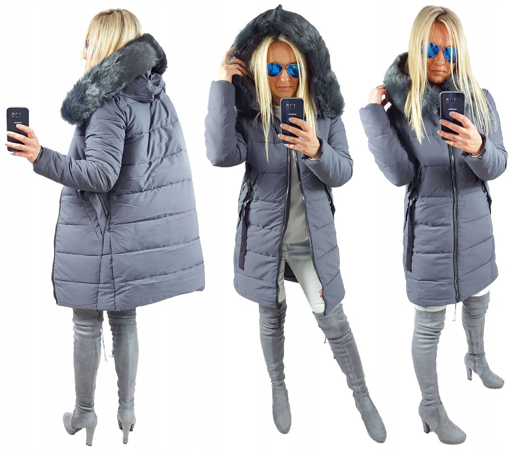 

Kurtka Płaszcz Długa Pikowana Parka Z Futerkiem S