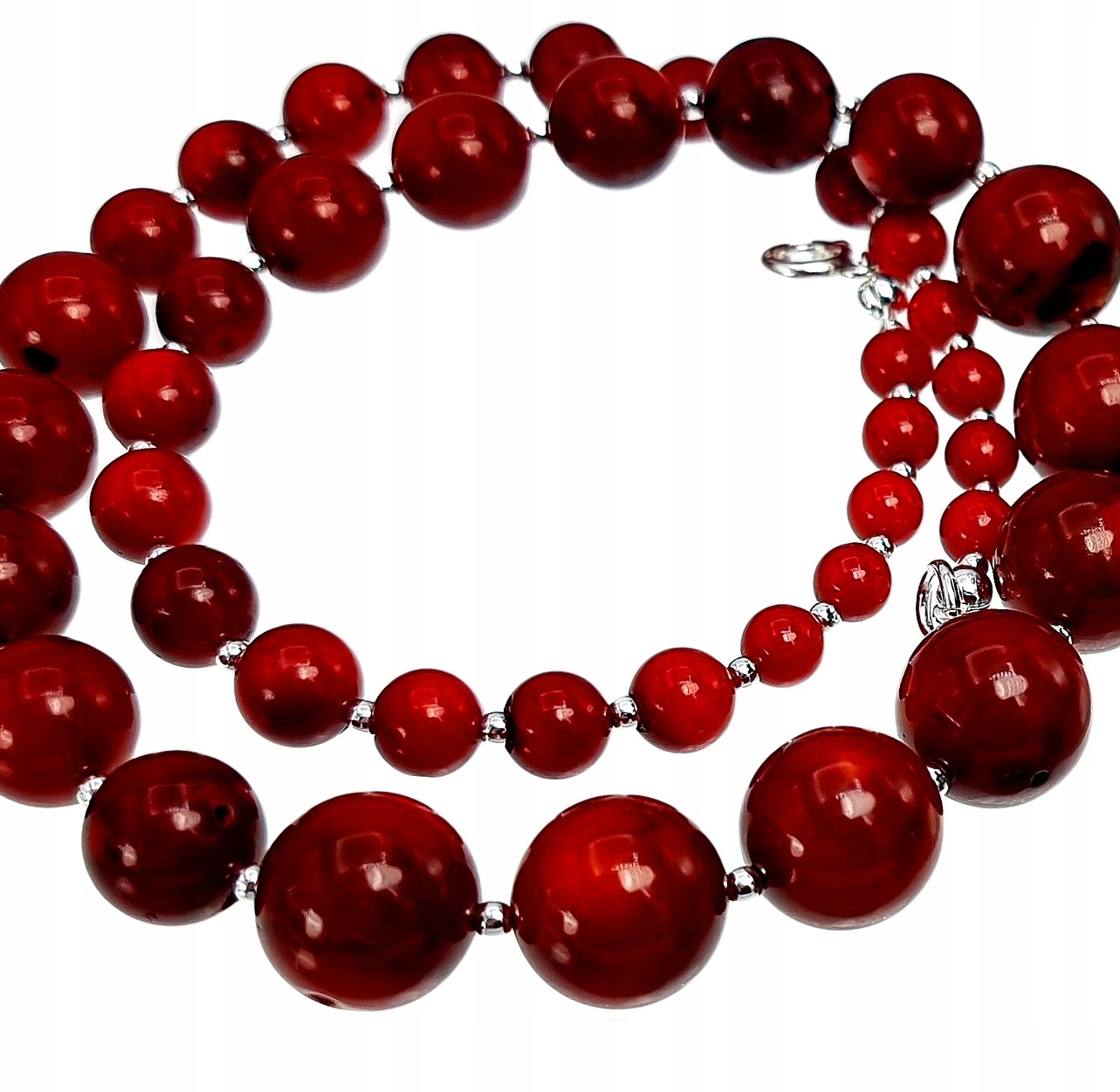 Přírodní korál Krásný náhrdelník Stříbro Certifikát