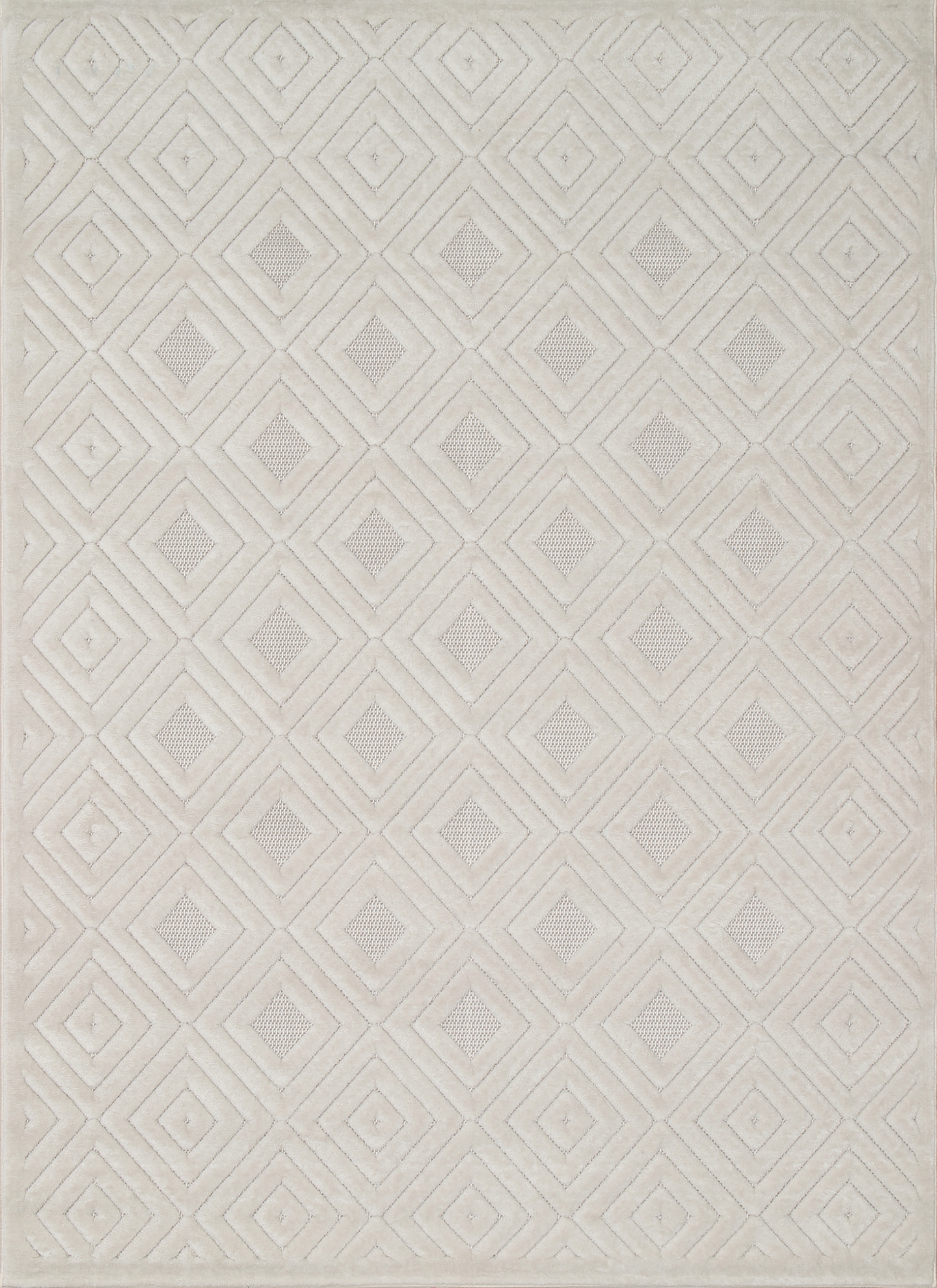 Biely koberec do obývačky, moderný vyrezávaný vzor boho, 160 x 220 cm