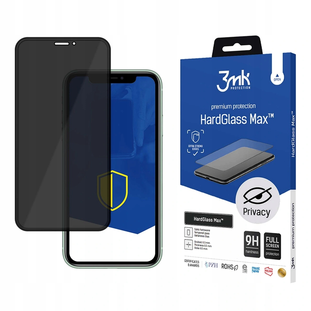 Szkło 9H prywatyzujące 3mk HardGlass Max Privacy na iPhone 11 Pro Max