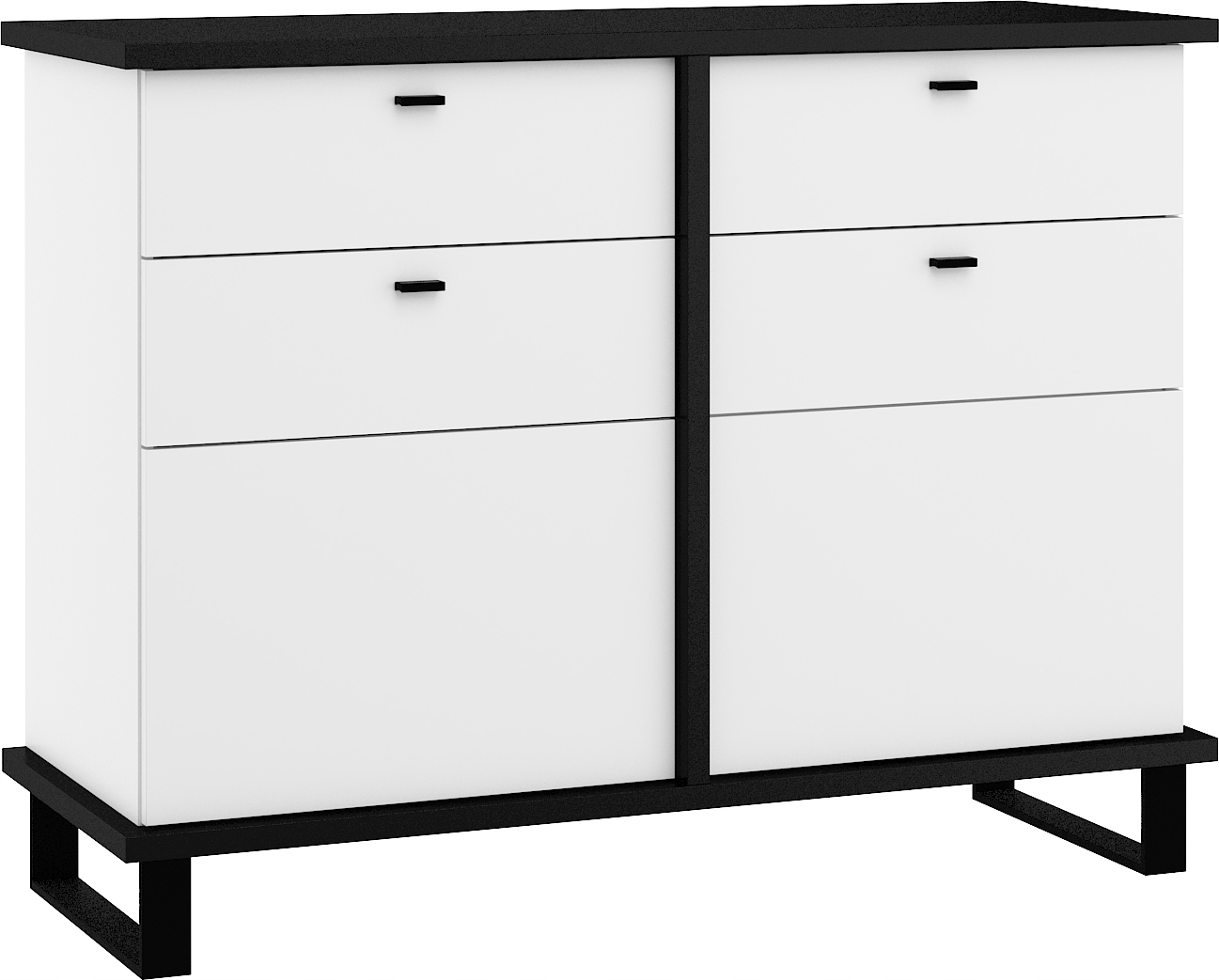 Komoda Cross CRO-06 2D2S černá bílá matná 120 cm