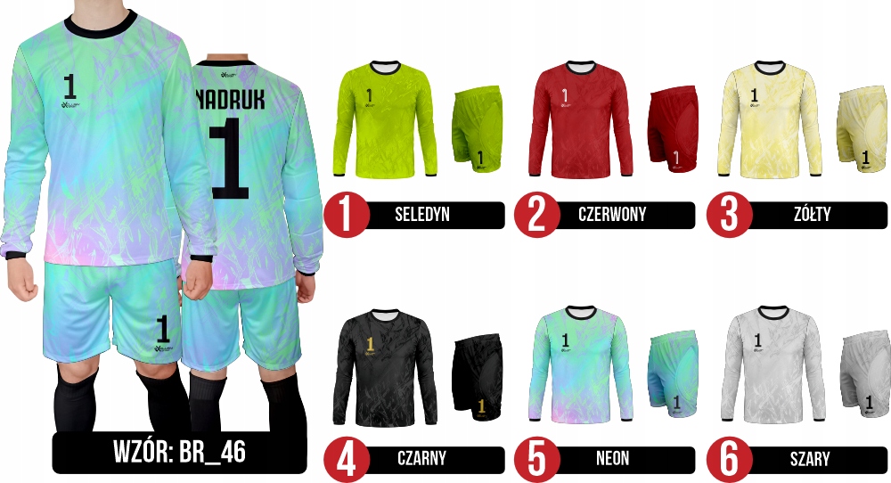 Strój Bramkarski Piłkarski Nadruk Gratis Kolory Marka inna
