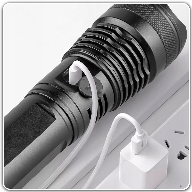 MOCNA LATARKA TAKTYCZNA LED XHP90 ZOOM WOJSKOWA AKUMULATOR KABEL USB-C Marka inna marka