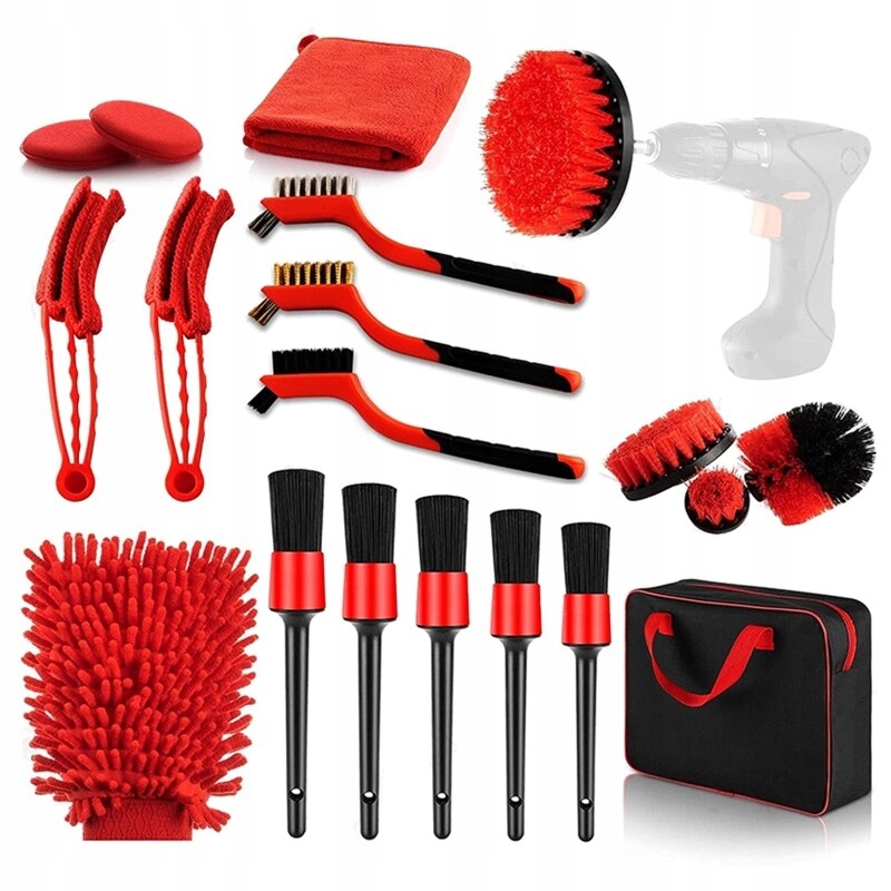 19pcs Car Wheel Tire Cleaning Brush Set with Detai