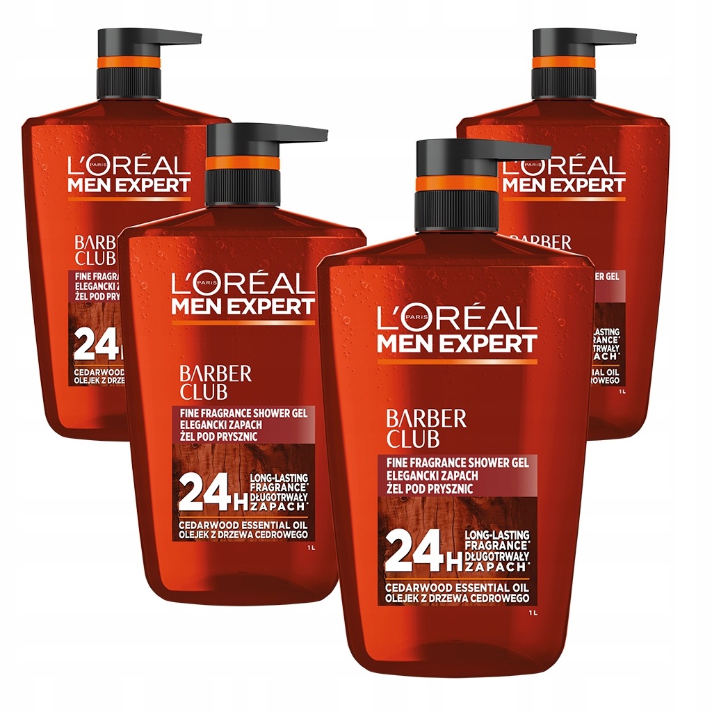 Zestaw 4x L'Oréal Men Expert Barber Club 5w1 Żel pod Prysznic 1L 1000ml XL