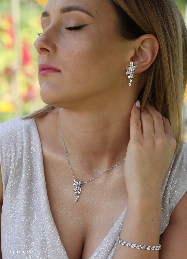 KOMPLET NASZYJNIK KOLCZYKI LIŚCIE ZŁOTY ROSE GOLD Płeć kobieta