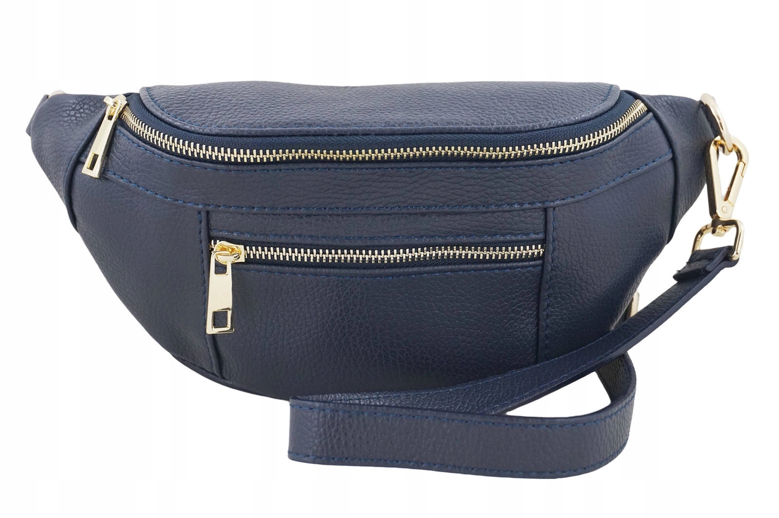 Dámská kožená ledvinka s kapsou modrá