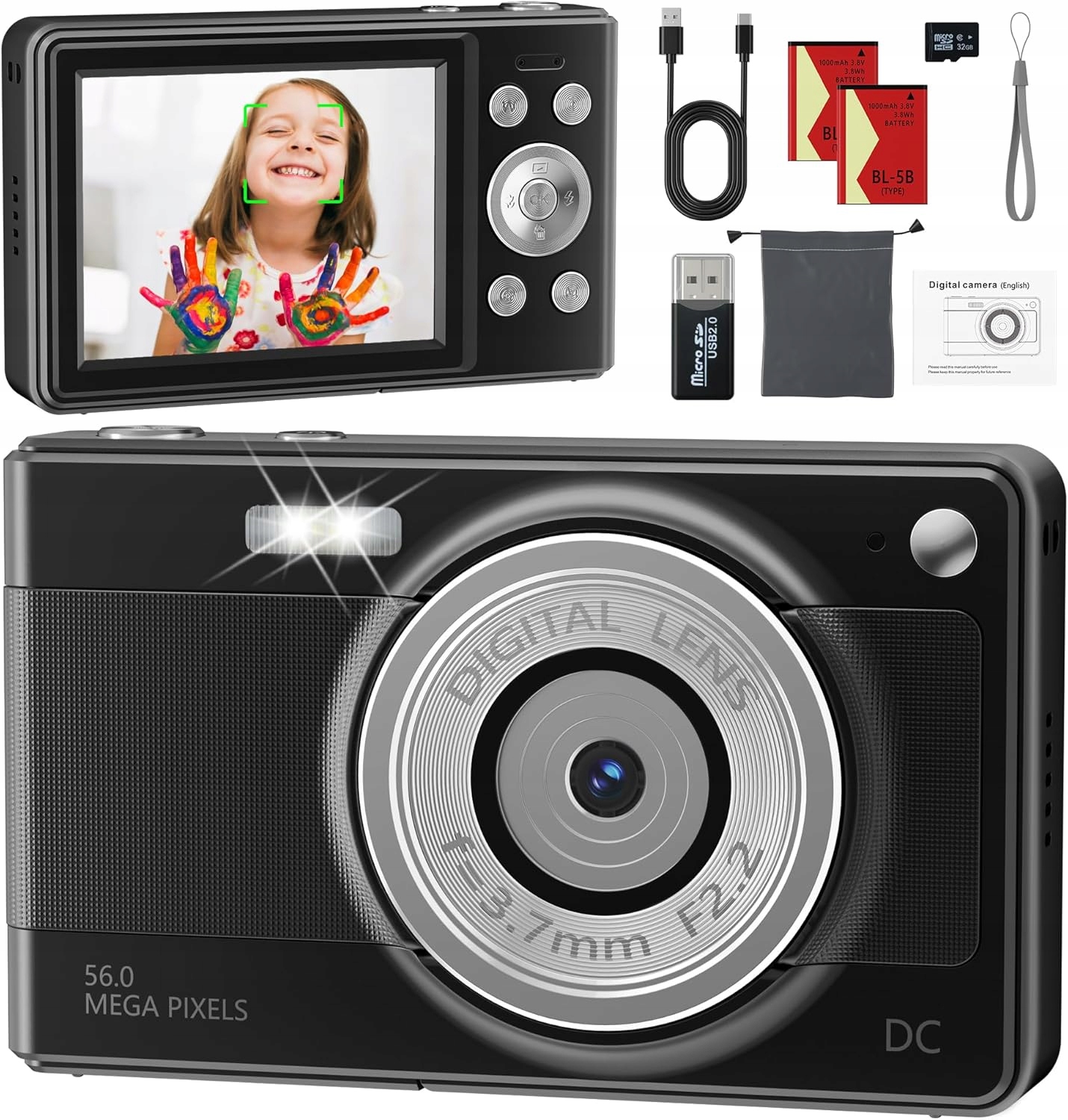 Digitální Retro Fotoaparát Hd 56MP 32GB 16X Dárky Pro Děti