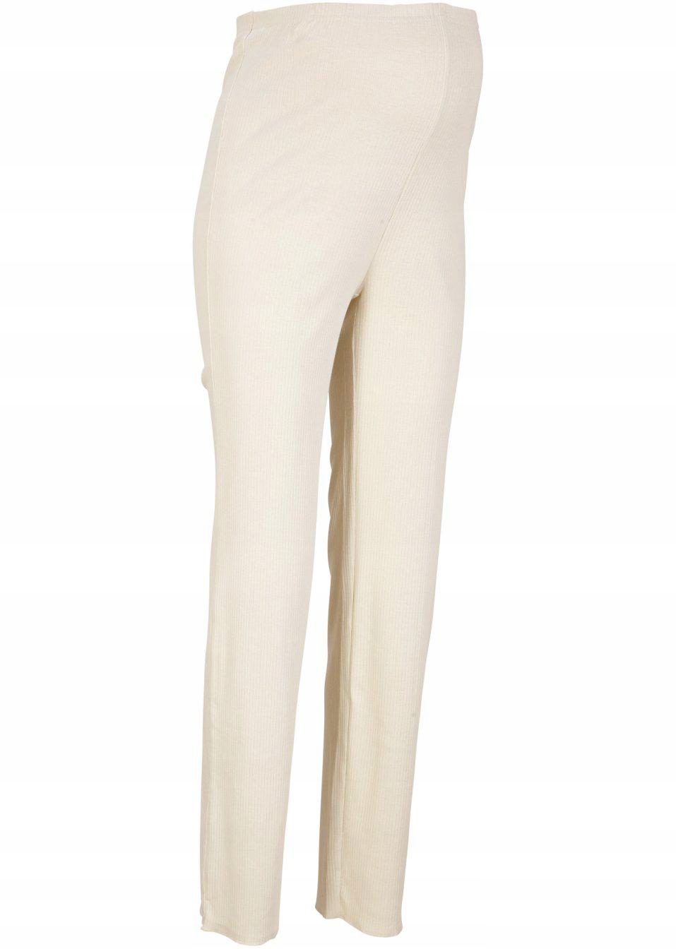 ECRU SPODNIE PRĄŻKOWANE CIĄŻOWE Bonprix _DYI 44 Marka Bonprix