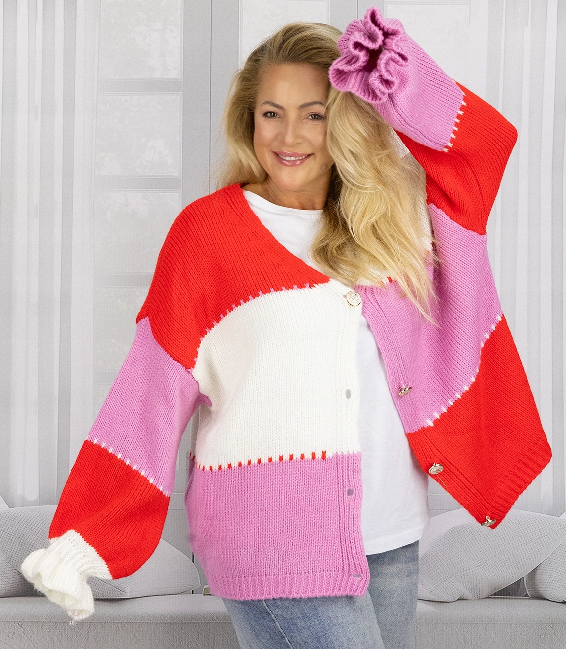 Dámský oversize kardigan s rozepínacími knoflíky Agrafka unisize