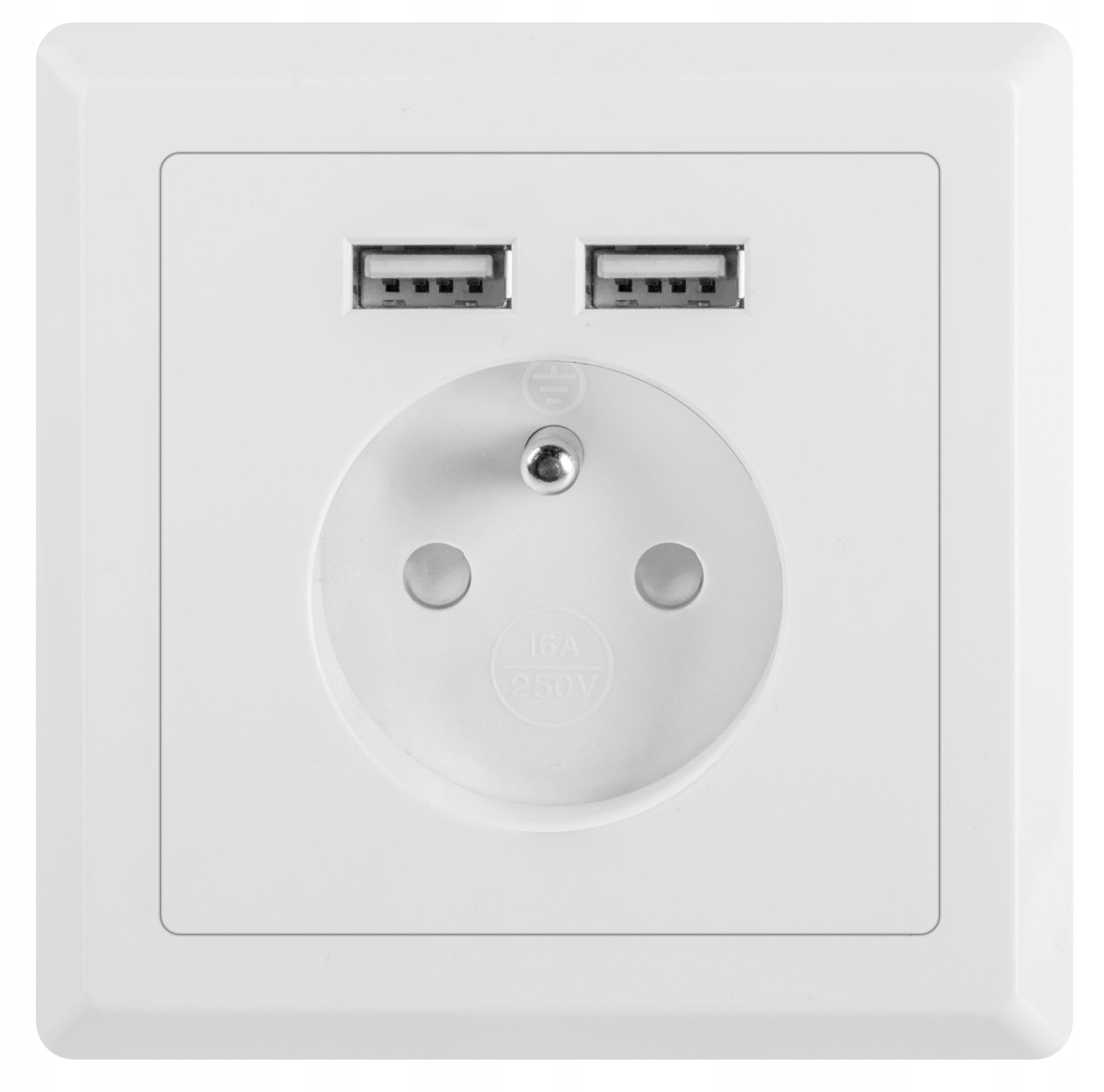 GNIAZDKO ELEKTRYCZNE PODTYNKOWE 230V +2x USB 2.1A