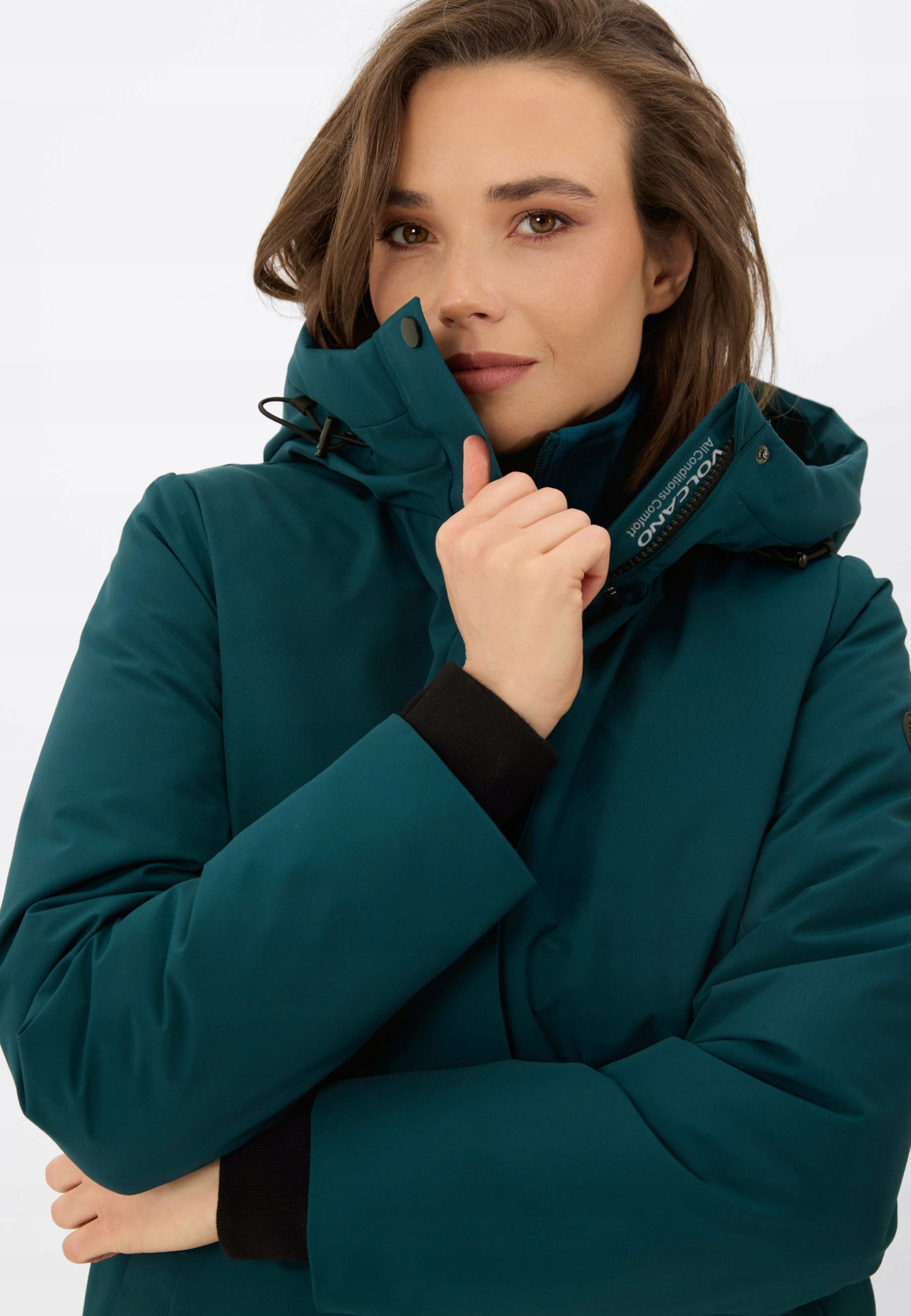 案山子 DAMSKI WODOODPORNY PŁASZCZ ZIMOWY ZIELONY VOLCANO J-ISLA XL