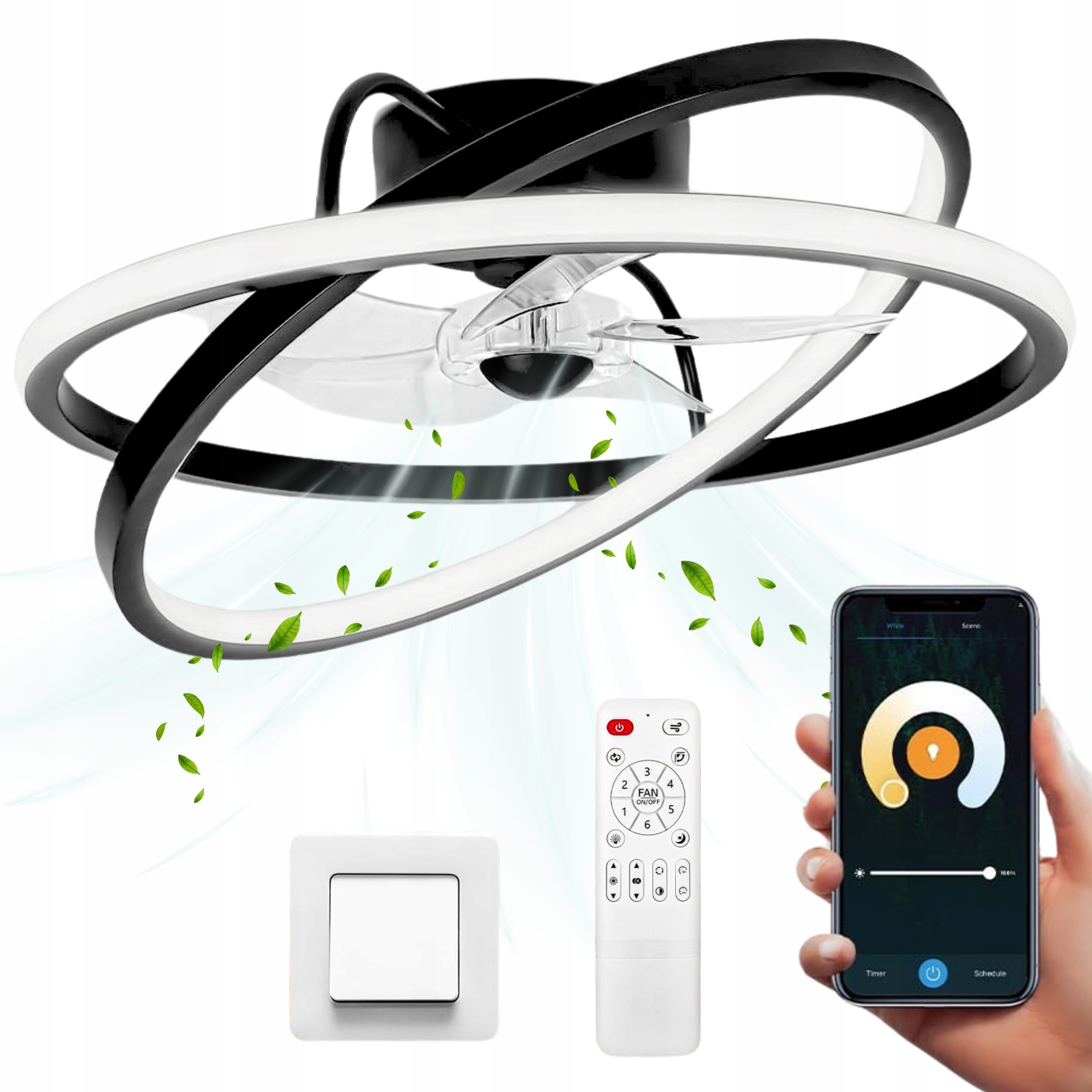 Stropný ventilátor s osvetlením Stropná lampa s Led veterným mlynom 50 cm