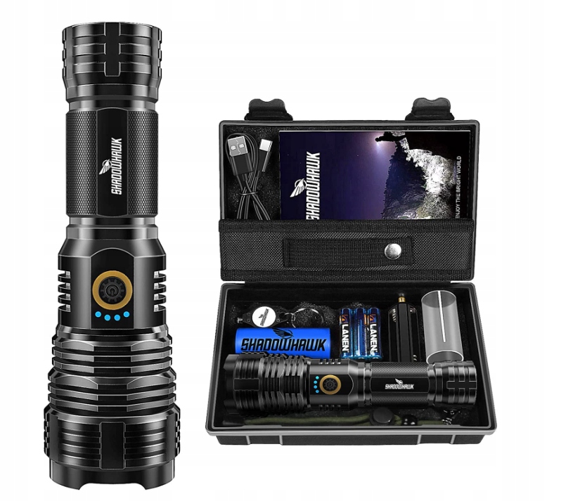 

Mocna Latarka Taktyczna 10000 lumenów Usb Wojskowa