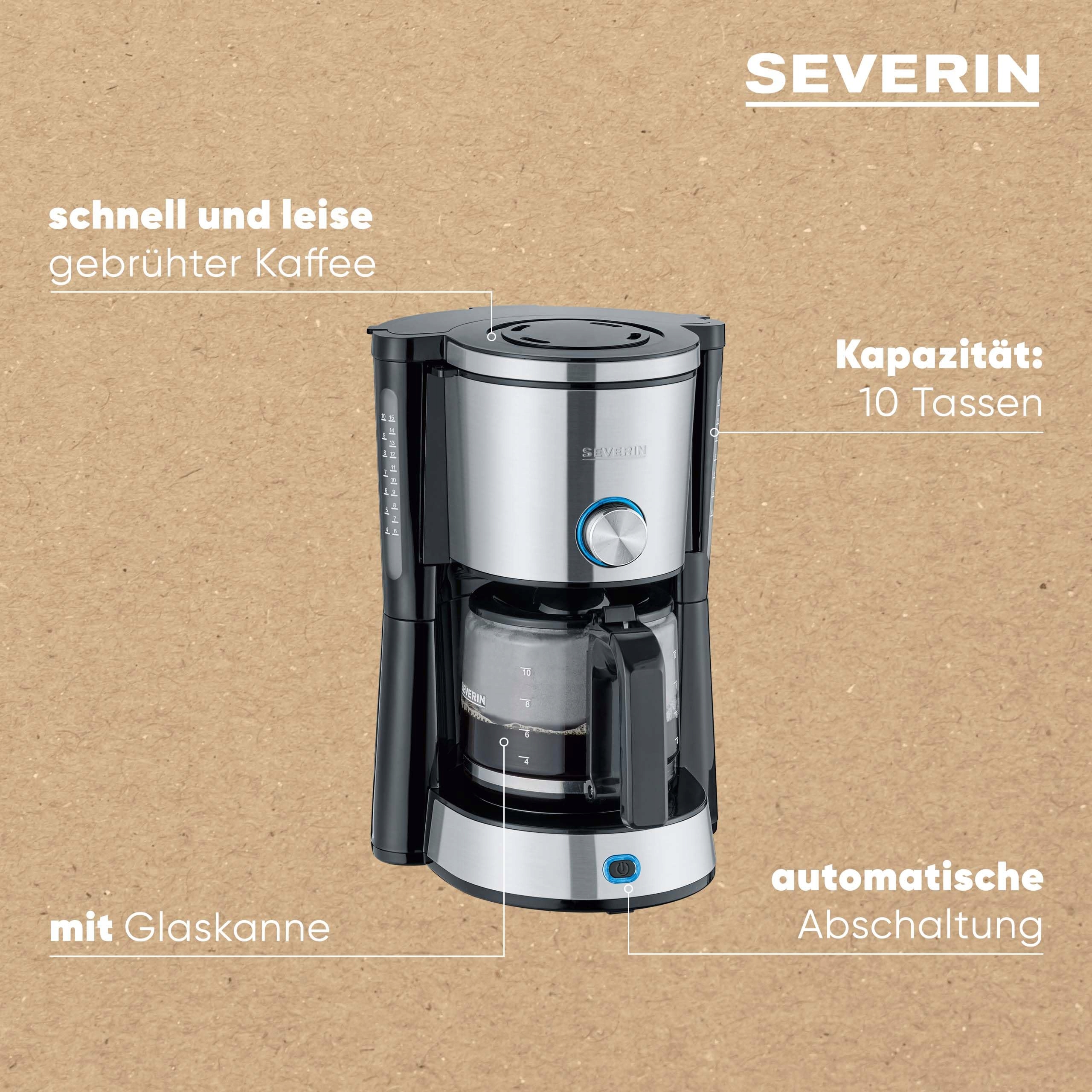 SEVERIN Ekspres Do Kawy TypeSwitch 10 Filiżanek 1000W Stalowy Czarny — miniatura 4