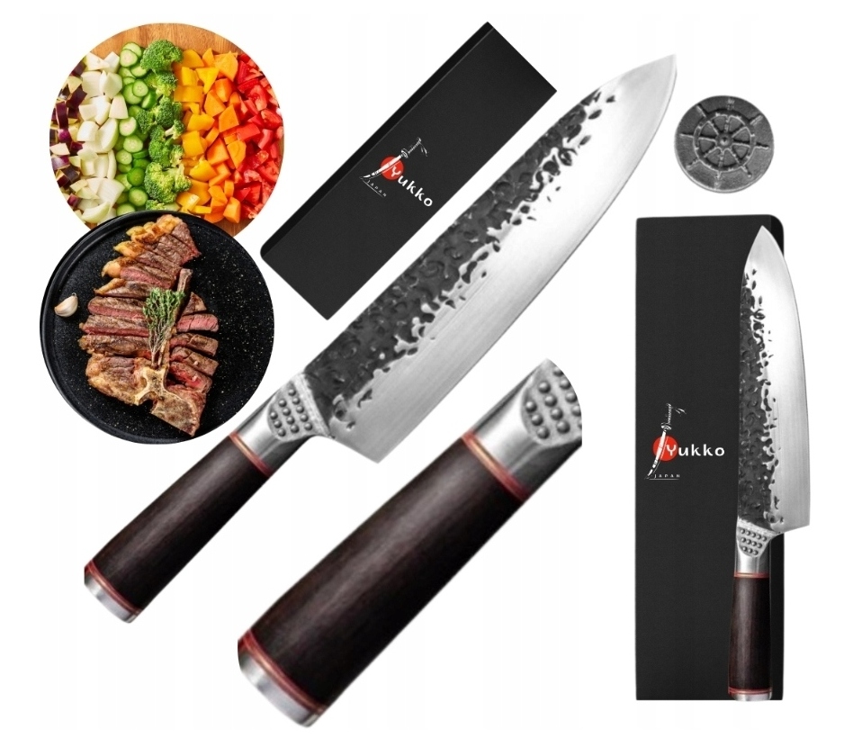 Nůž profesionálního šéfkuchaře, velmi ostrý na krájení masa a Zeleniny