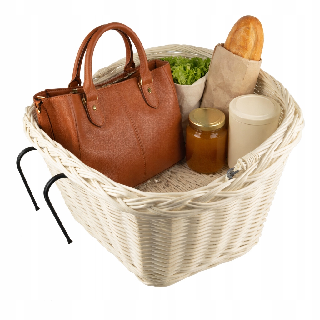 Duży Wiklinowy Koszyk Na Rower Beż/ecru rower miejski