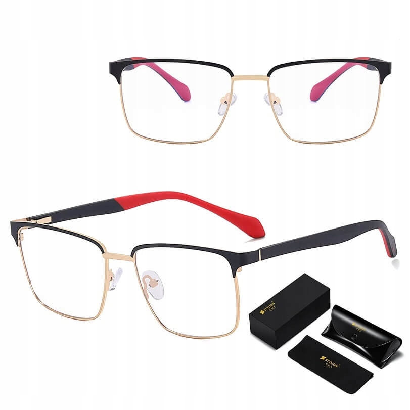 Pánské brýle Bez Dioptrií Blue Light pro počítač Ocelové obroučky Příslušenství