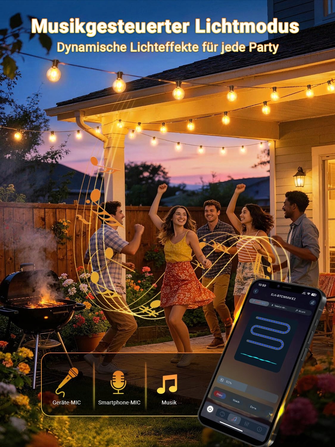 PHILIPS Lampa Zewnętrzna LED 30m Sterowanie Aplikacją Muzyka Timer Ogród — miniatura 3