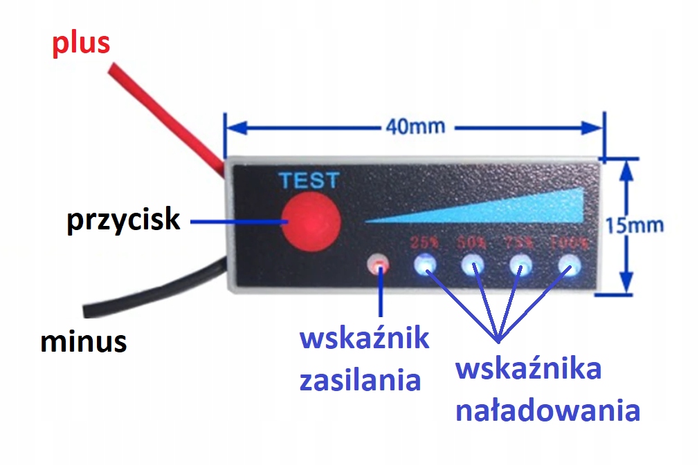 Wskaźnik naładowania ogniw Li-Ion 1S 4,2V Woltomierz Tester baterii 0107 Model Wskaźnik 1S