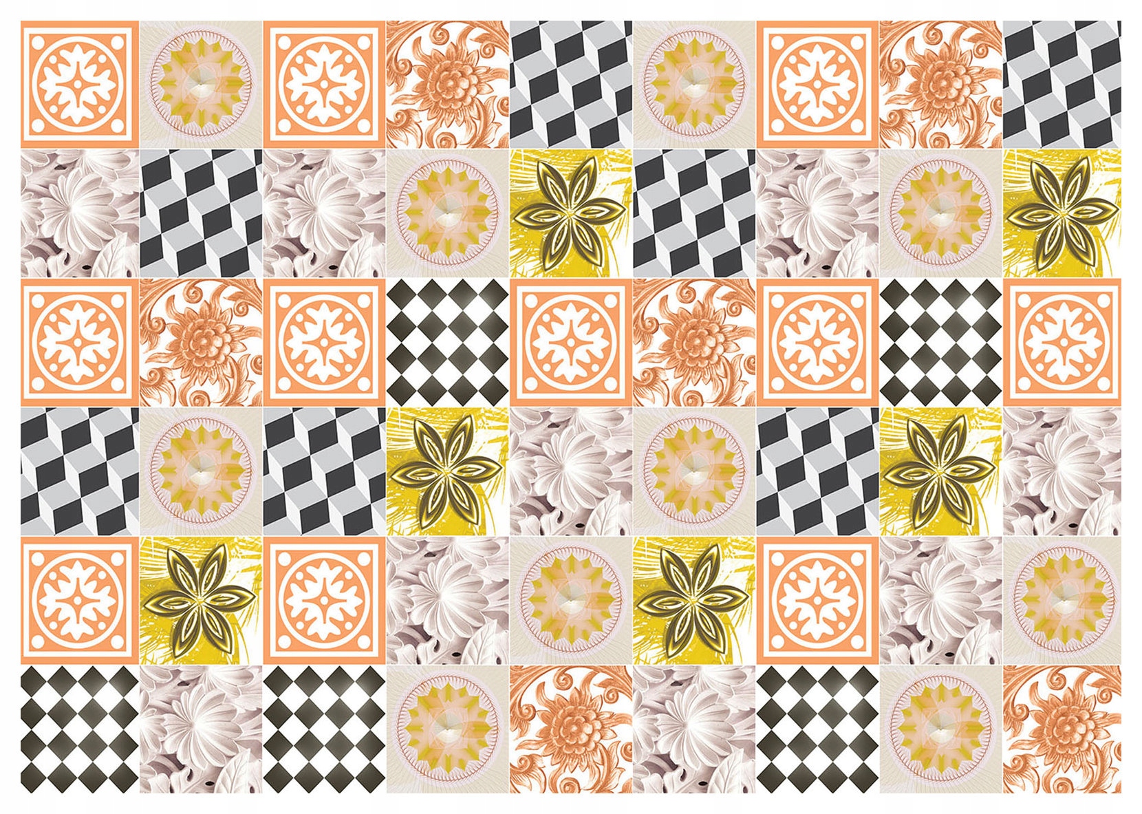 Fototapeta Geometrický retro vzor Mandala Kvety 520x318 čierna lepidlo