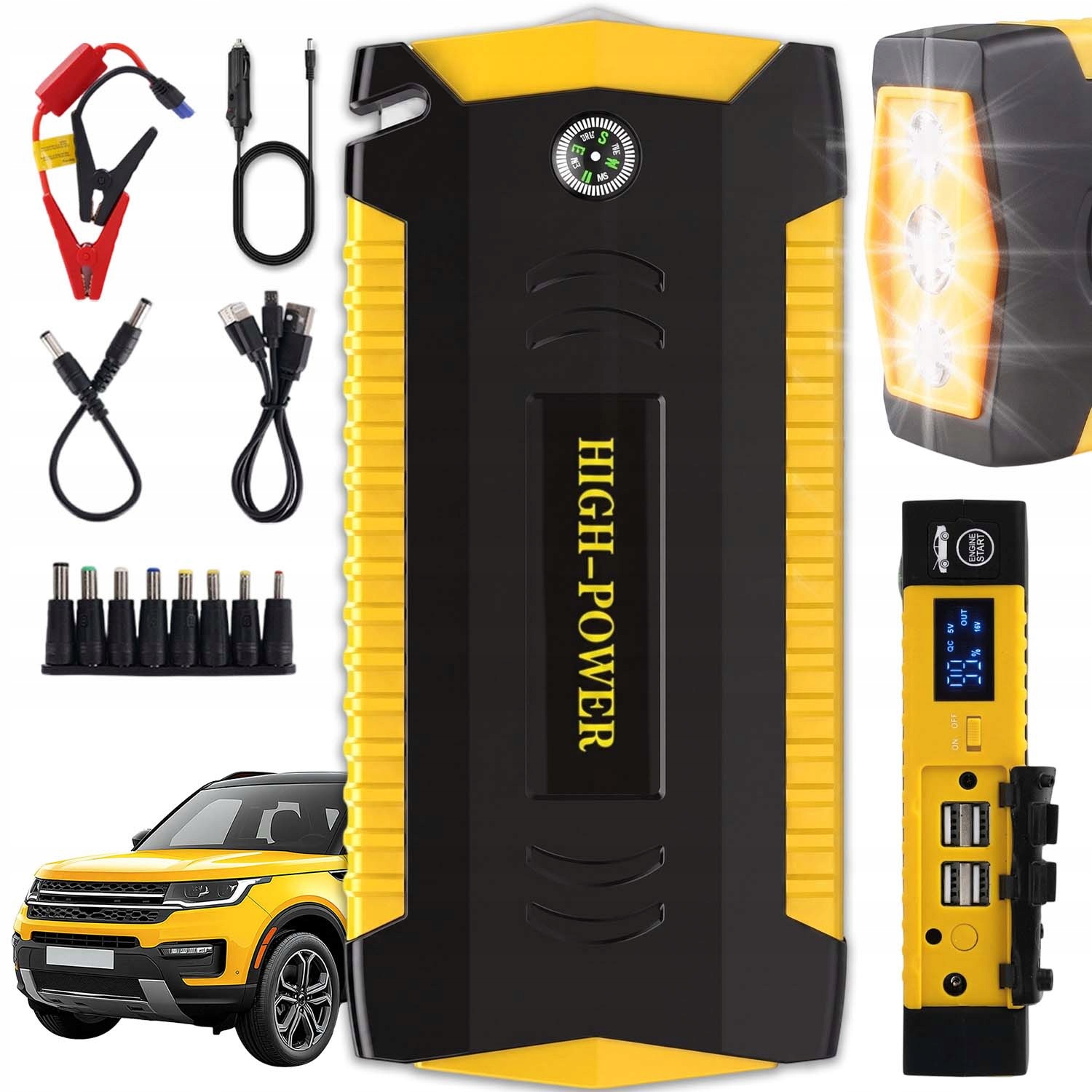 Štart Do Auta Booster Akumulátora Powerbank +4X Usb Baterka 16800MAH