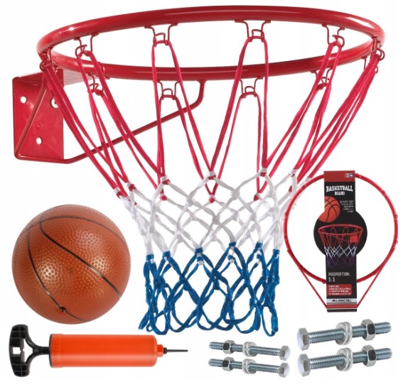 ZESTAW DO GRY W KOSZYKÓWKĘ, KOSZ, OBRĘCZ DO KOSZYKÓWKI + PIŁKA, KOSZYKÓWKA Kolor wielokolorowy