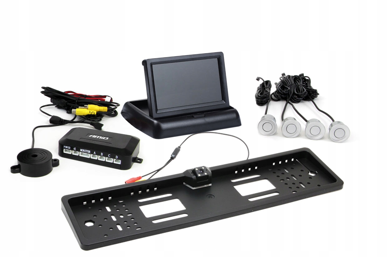 Sada parkovacích senzorů TFT02 4,3" kamerou HD-402-LED 4 senzory stříbrné