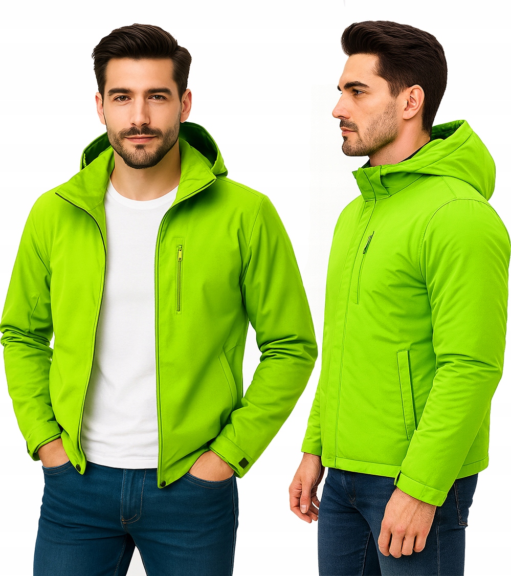 Pánská Zimní Teplá Bunda S Kapucí Membrána Zelená Vodotěsná XXL