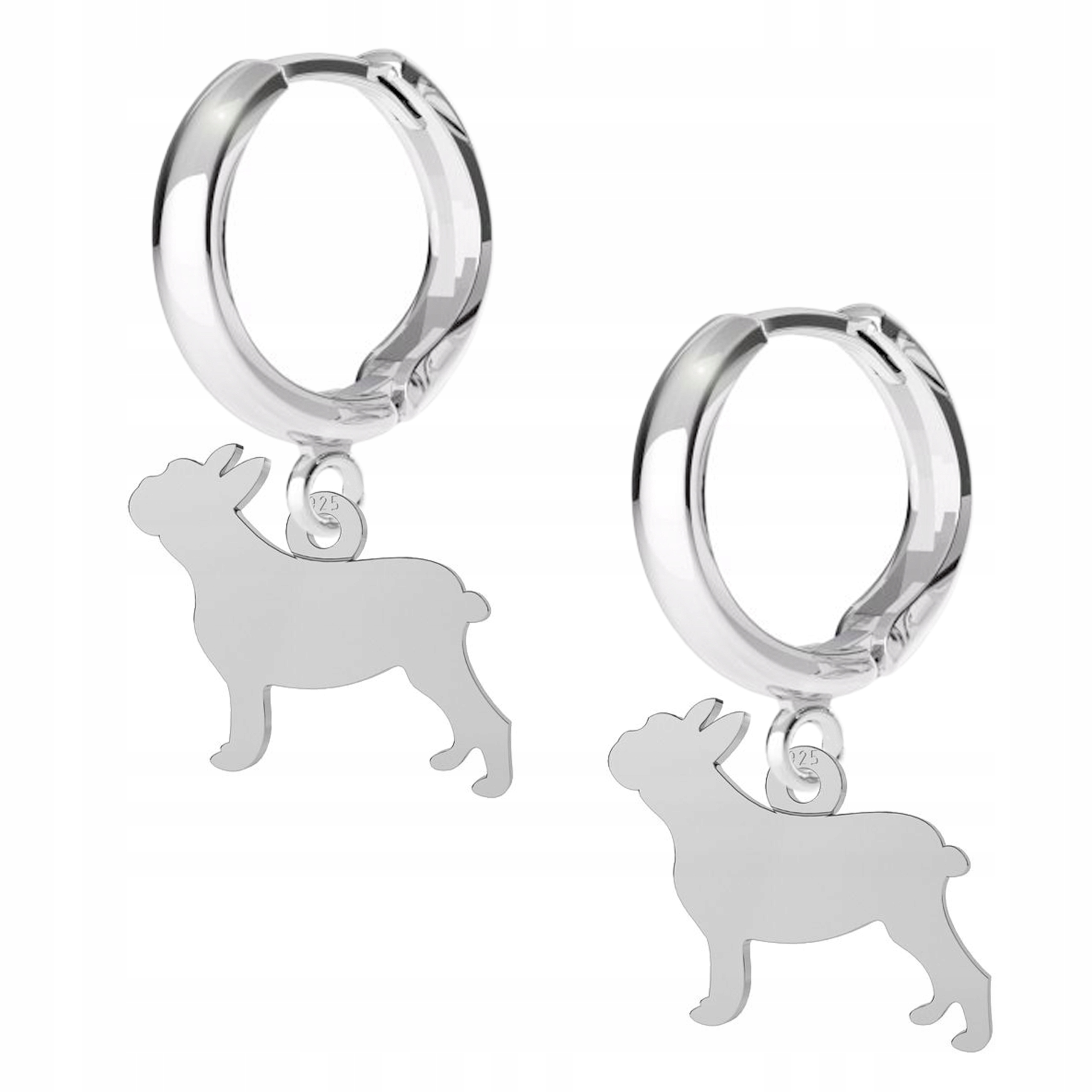 

Kolczyki srebrne Buldog Pies Dog 925