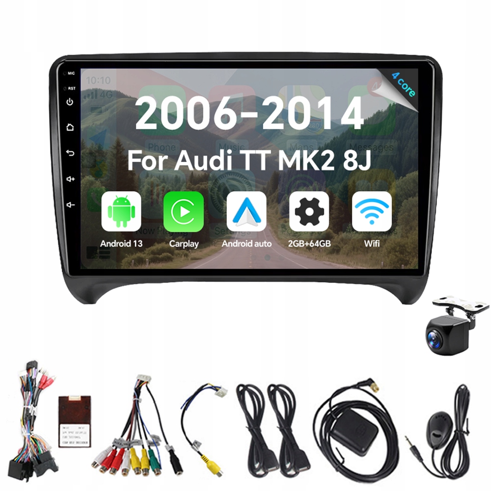 2Din Android 13 Autorádio pro Audi Tt MK2 8J 2006-2014 2G 64G Carplay Gps