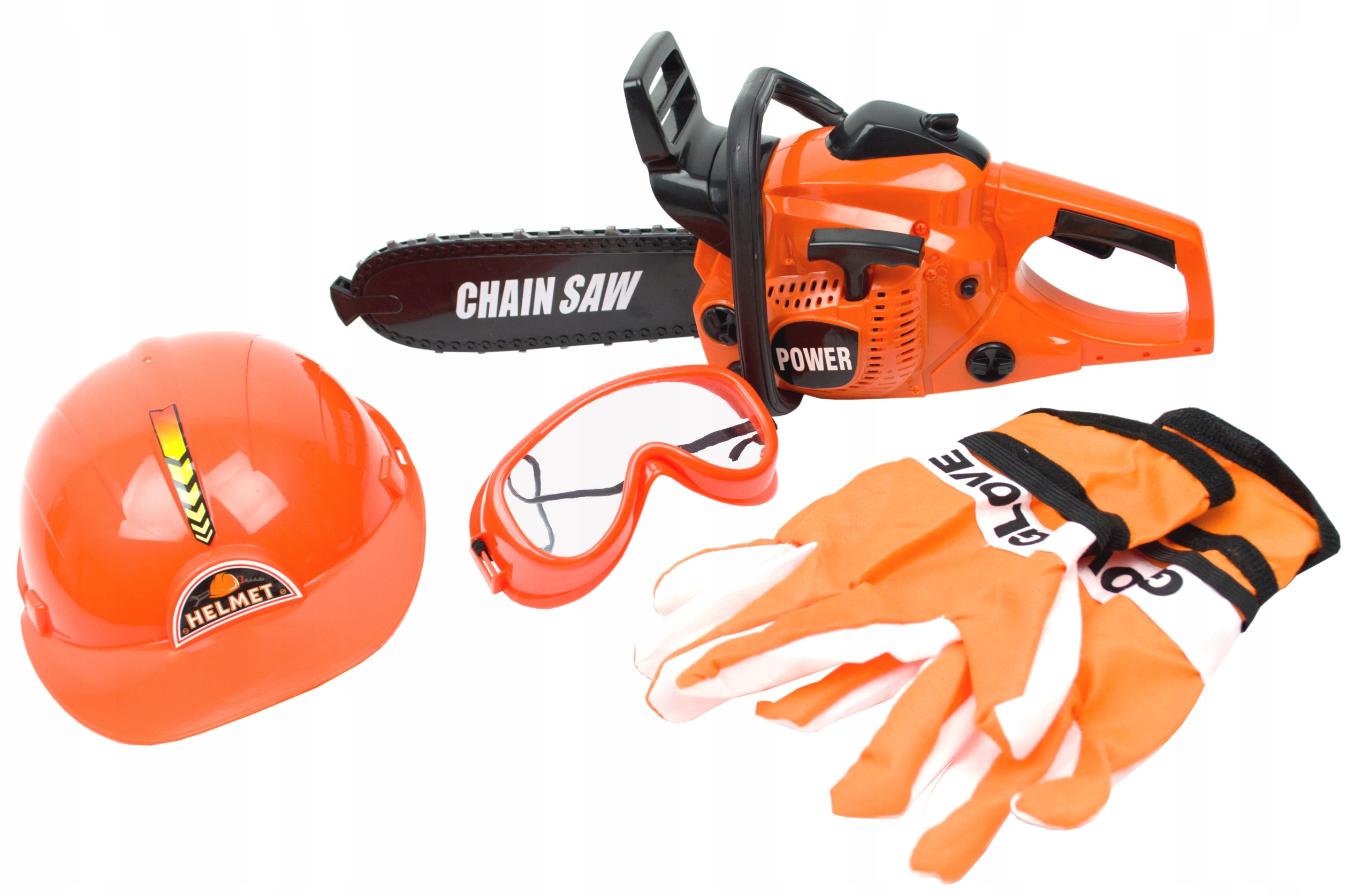 PIŁA ŁAŃCUCHOWA ZESTAW DLA DZIECI KASK OKULARY RĘKAWICZKI OBROTOWY ŁAŃCUCH EAN (GTIN) 5903769960774