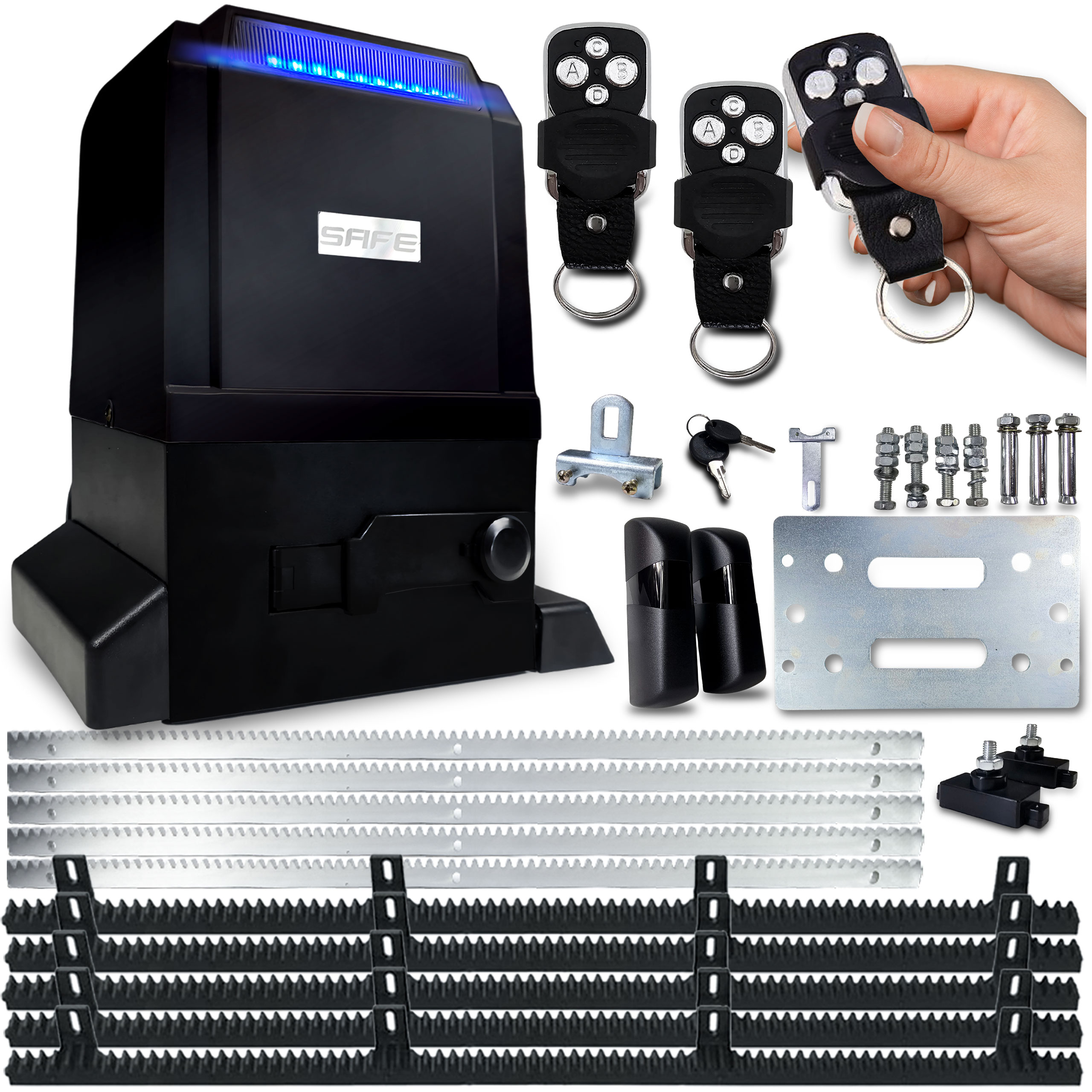 Sada Pohon Pro Posuvnou Bránu 800 kg 3 Ovladače 5 X lišta Automat