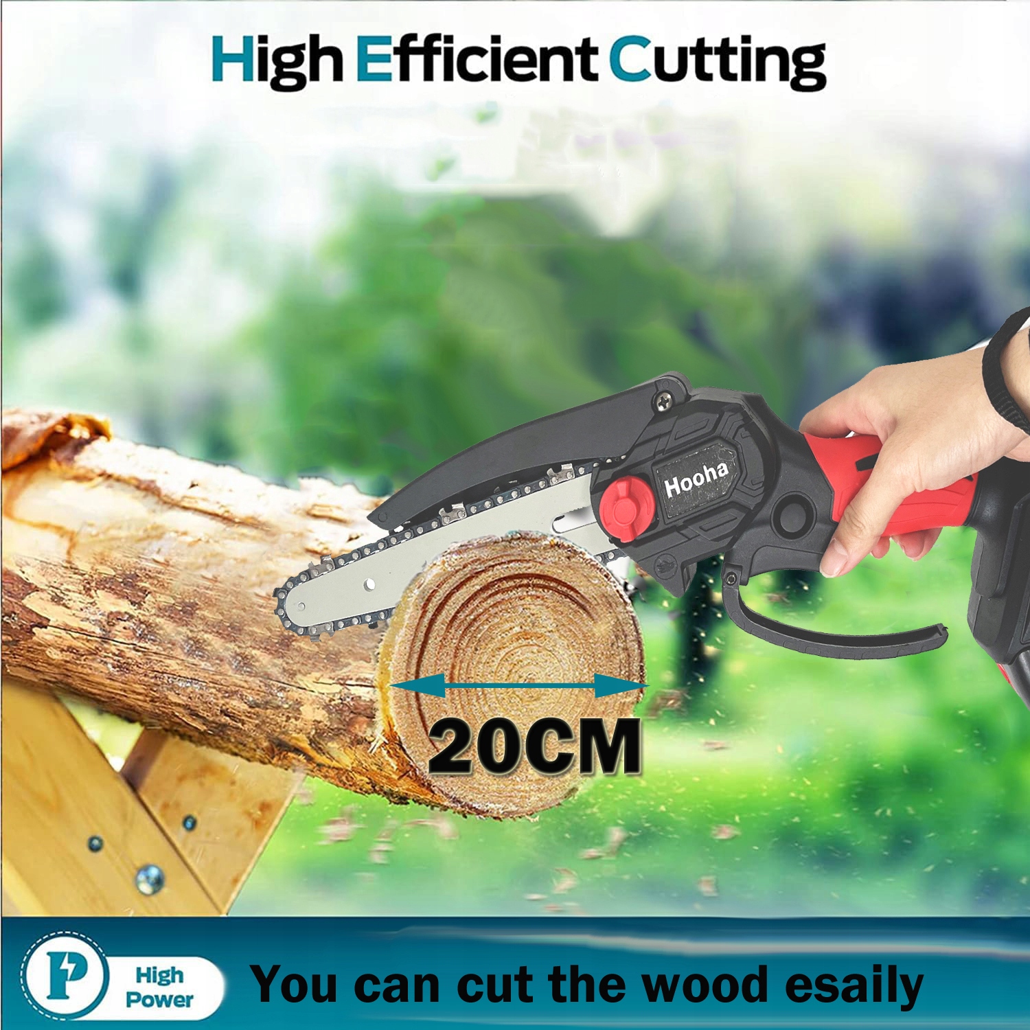 PIŁA ŁAŃCUCHOWA AKUMULATOROWA 6" PILARKA MOCNA 2x AKU 21V RĘCZNA GAŁĘZIÓWKA Marka Hooha