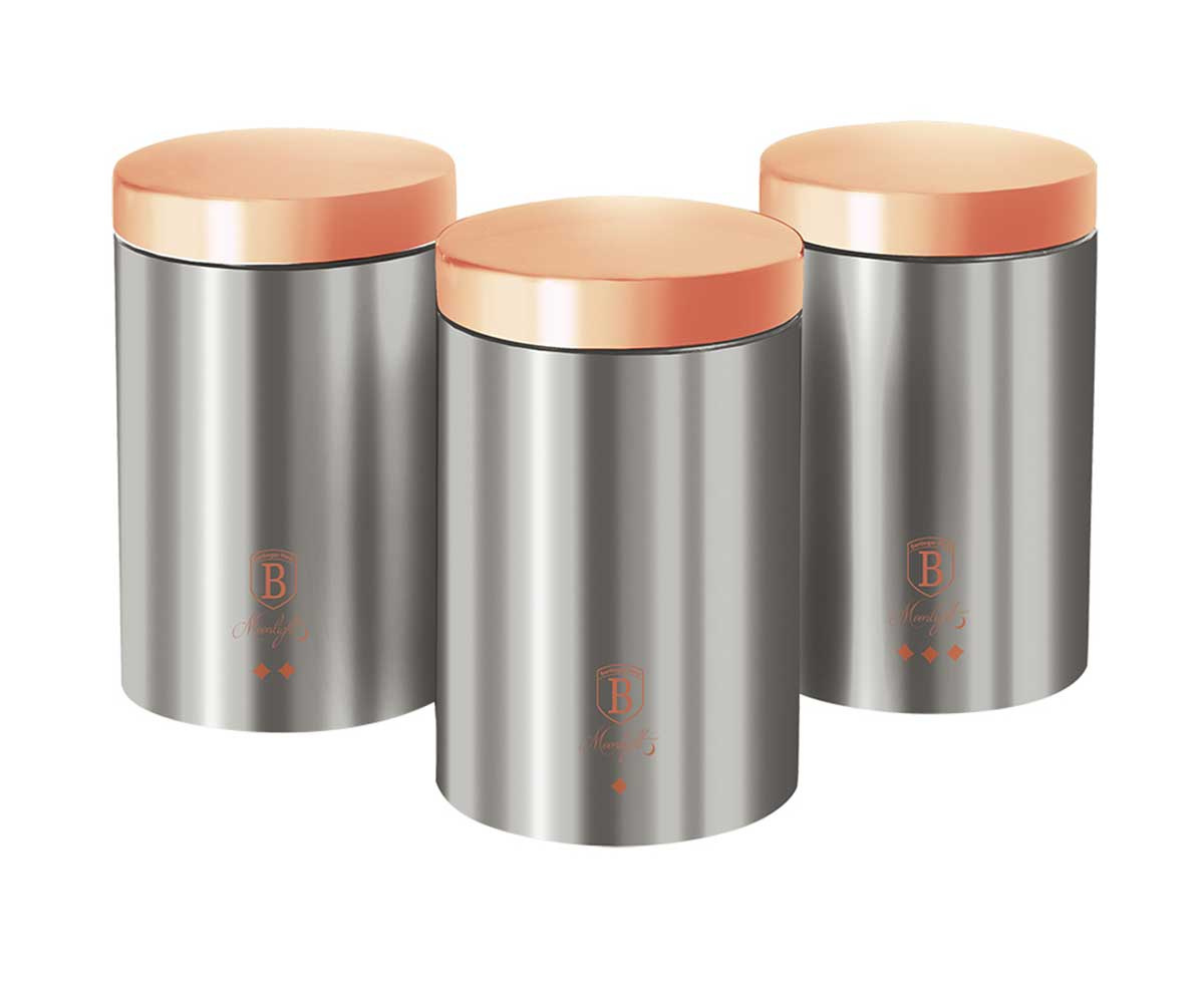 Sada Troch Kuchynských Nádob Na Kávu, Cukor, Oceľové Plechovky