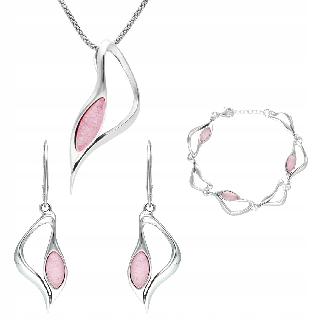 Stříbrný komplet s měsíčním kamenem Růžový lesk Stříbro 925