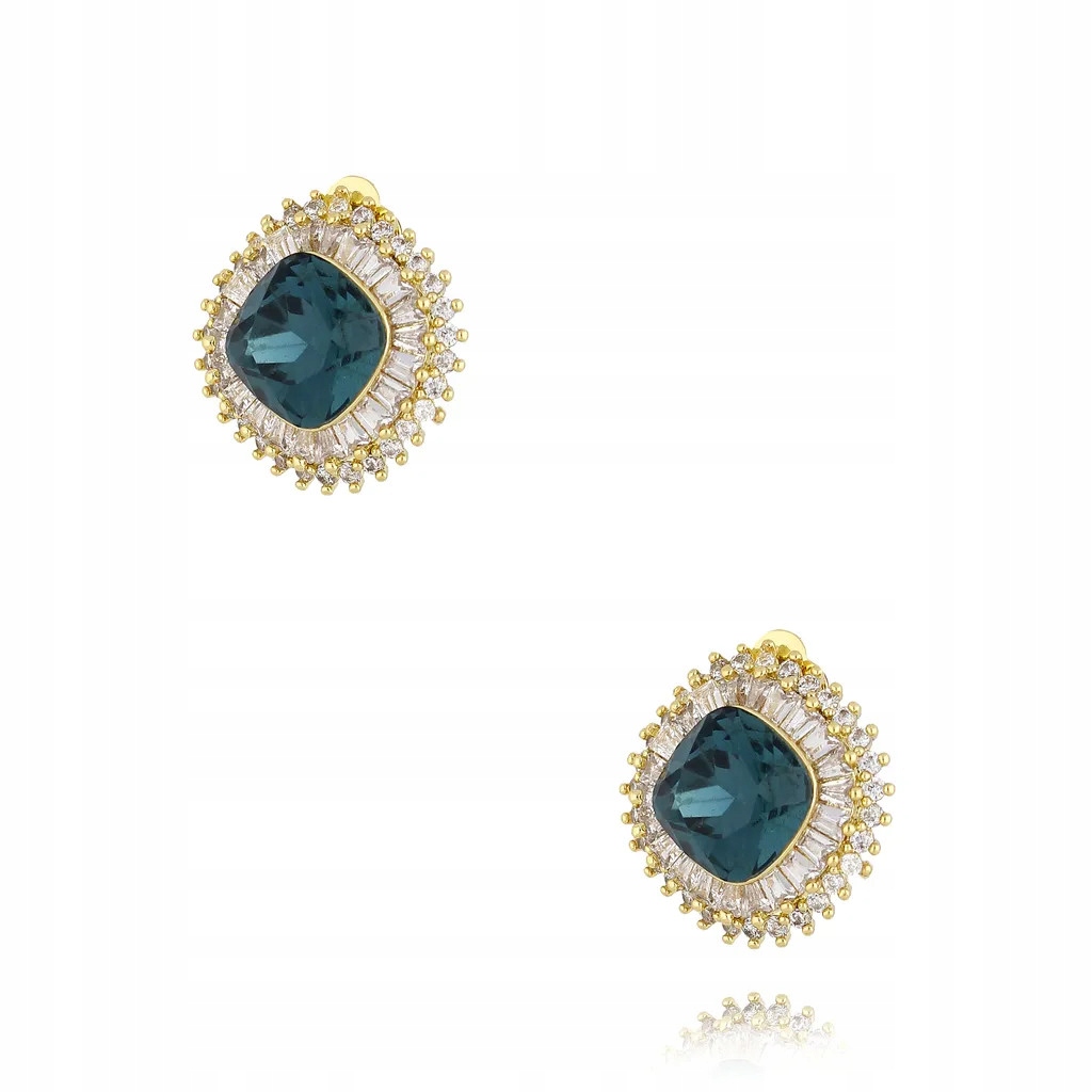 Dámské zlaté klipy By Dziubeka skleněné křišťály