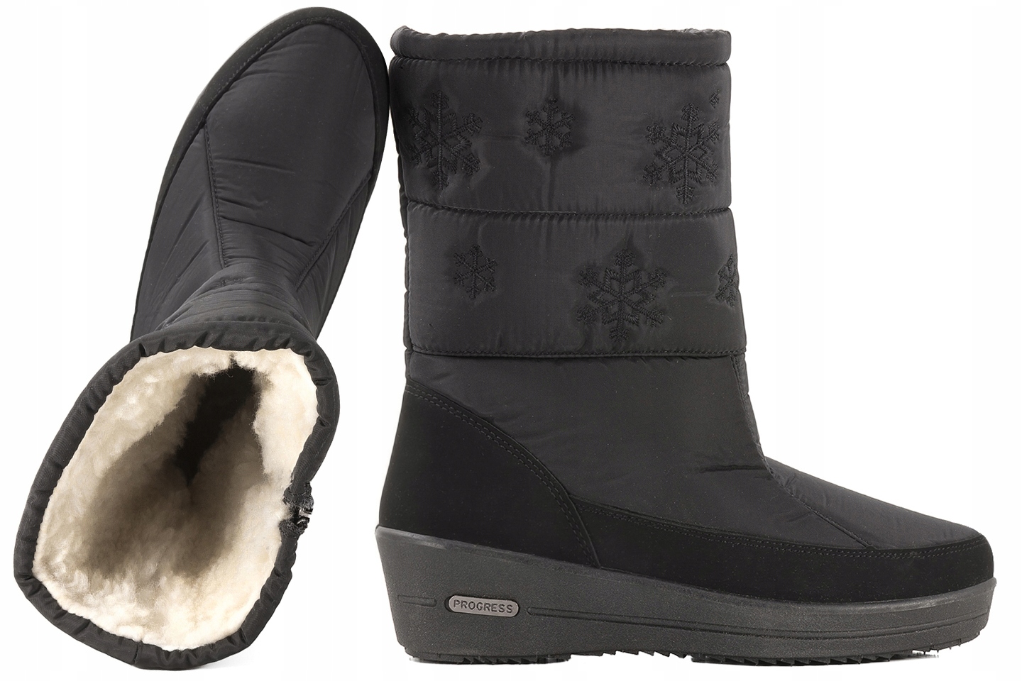 Progress PROGJ-21-06 Dámské Zateplené Sněhule Zimní Kozačky 38 Černá