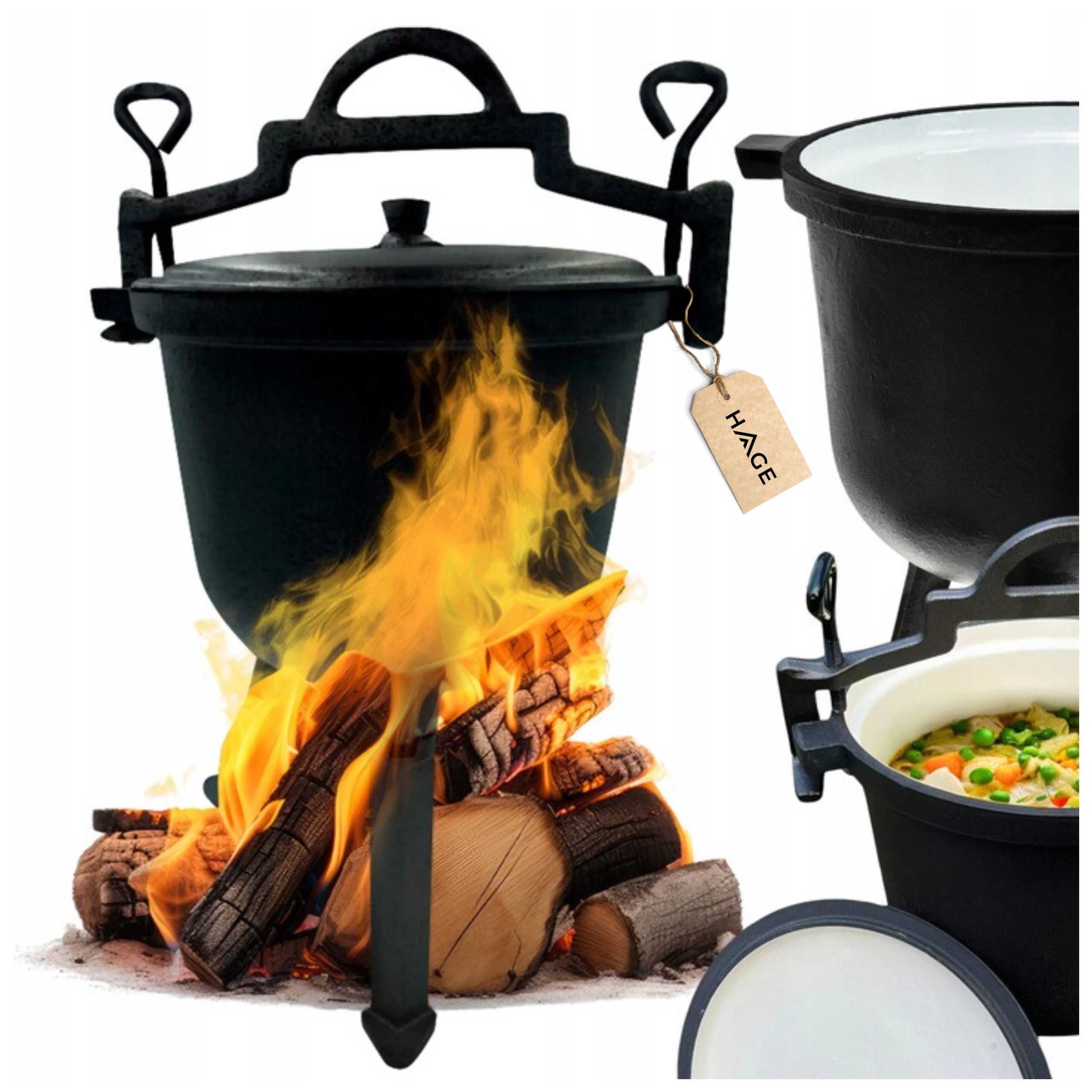 Kociołek Żeliwny Emaliowany Garnek myśliwski węgierski 10L Ognisko Grill