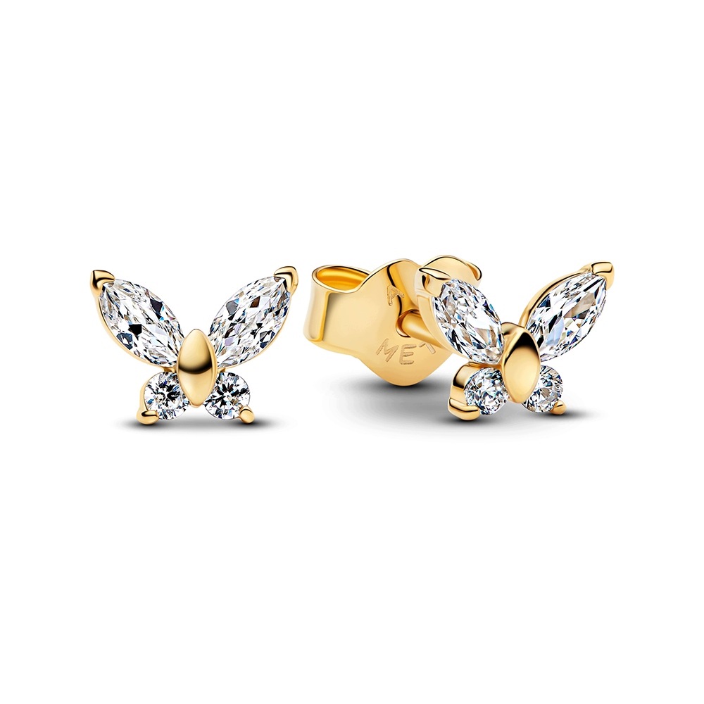 Náušnice Pandora Shine Špunty s motýly 264264C01