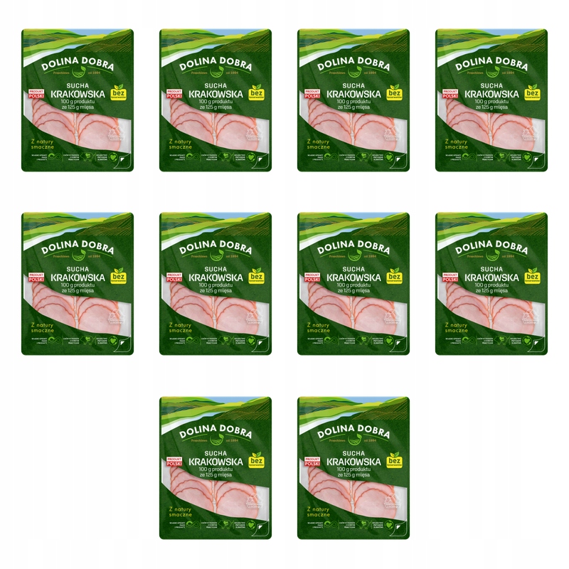 Krakovská bez konzervantů v plátcích 90 g Dolina Dobrá X10